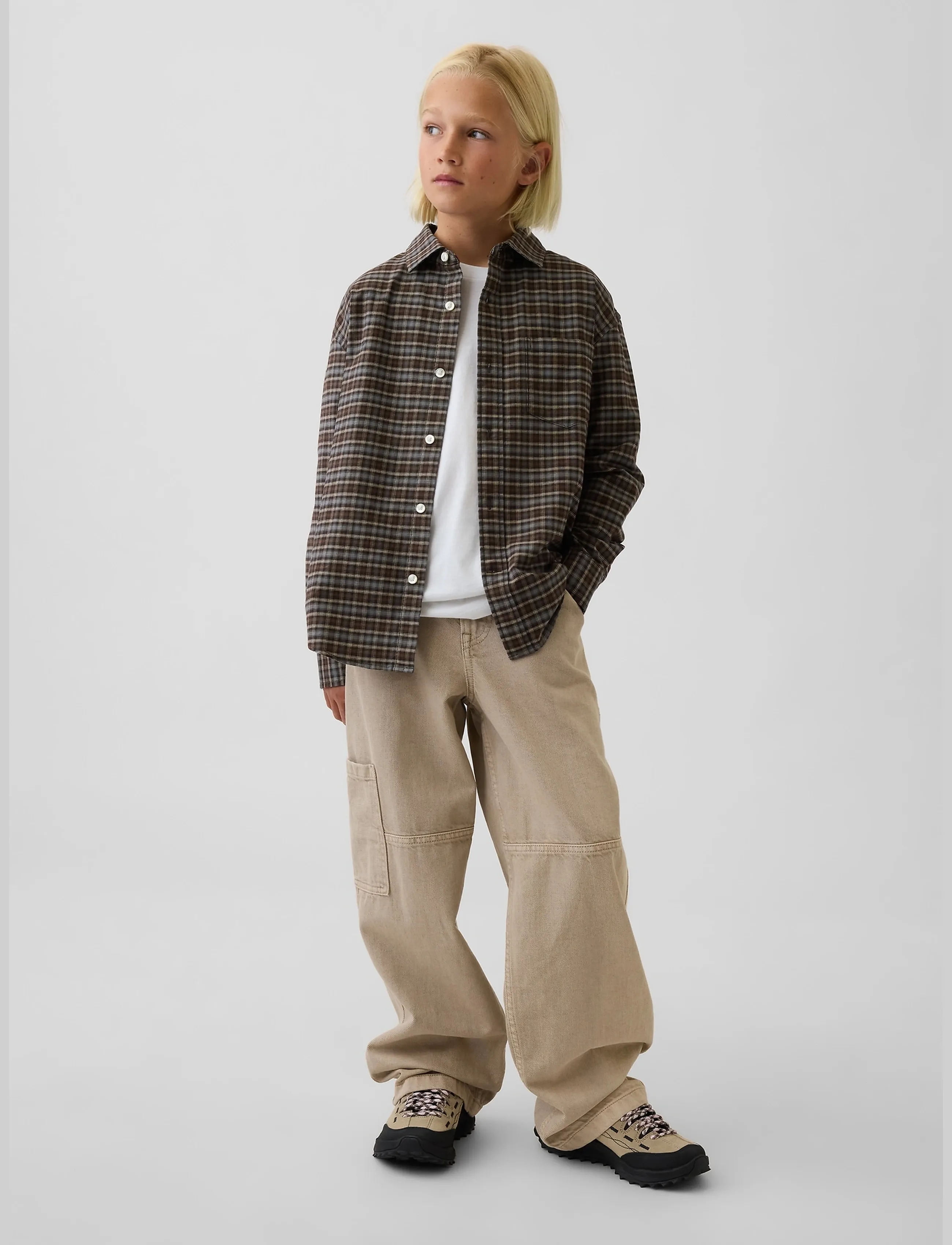 GAP Relaxed Long-Sleeved Oxford Shirt from the GAP collection - Skjorter - BROWN PLAID / brown