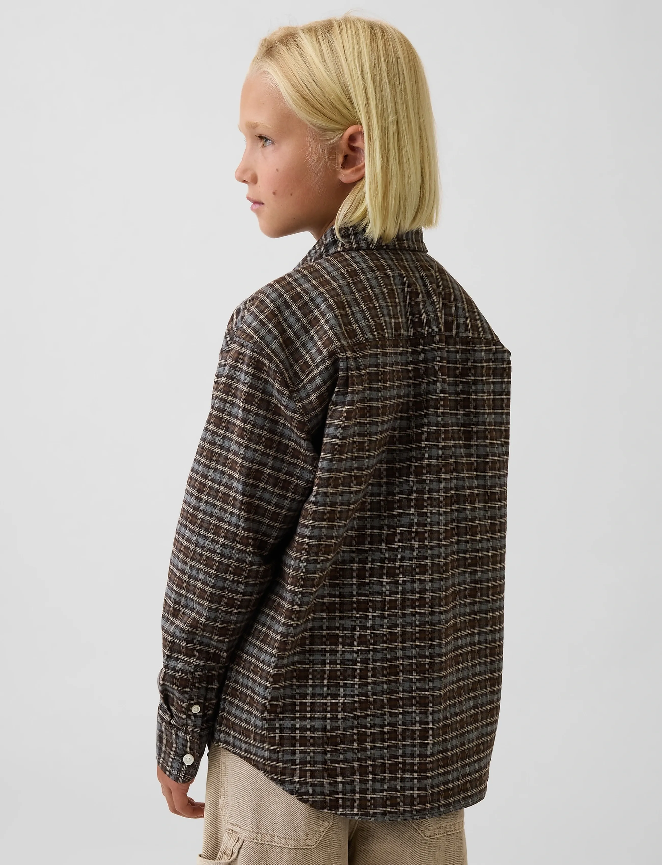 GAP - Relaxed Long-Sleeved Oxford Shirt from the GAP collection - langærmede skjorter - brown plaid - 4
