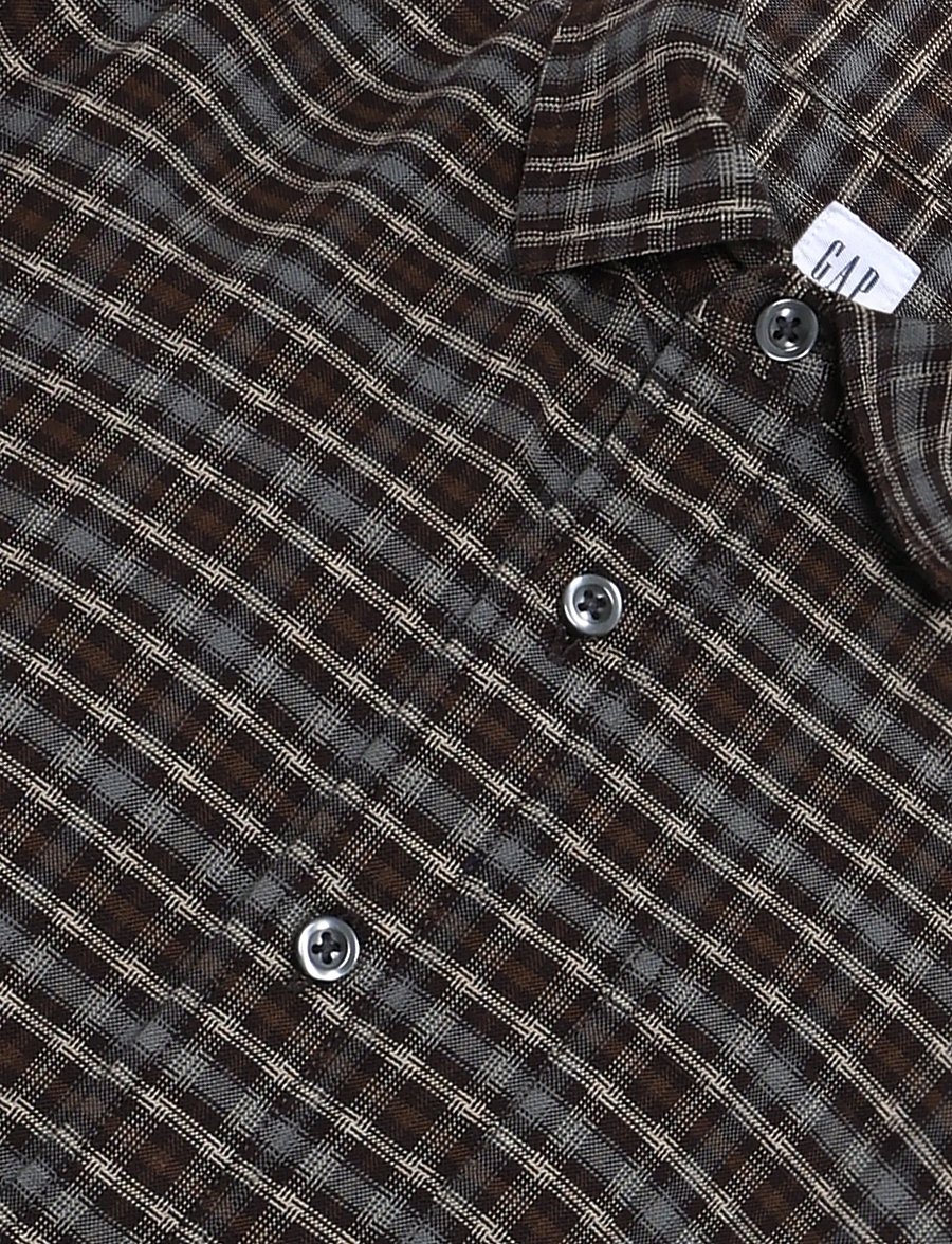 GAP - Relaxed Long-Sleeved Oxford Shirt from the GAP collection - langærmede skjorter - brown plaid - 5