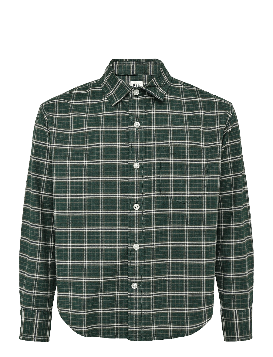 GAP - Relaxed Long-Sleeved Oxford Shirt from the GAP collection - langærmede skjorter - green plaid - 1