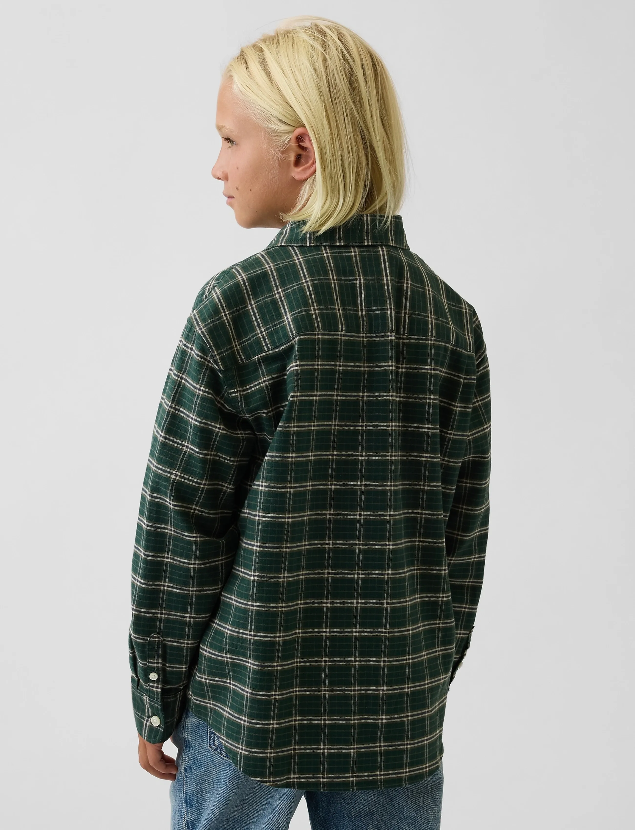 GAP - Relaxed Long-Sleeved Oxford Shirt from the GAP collection - langærmede skjorter - green plaid - 4