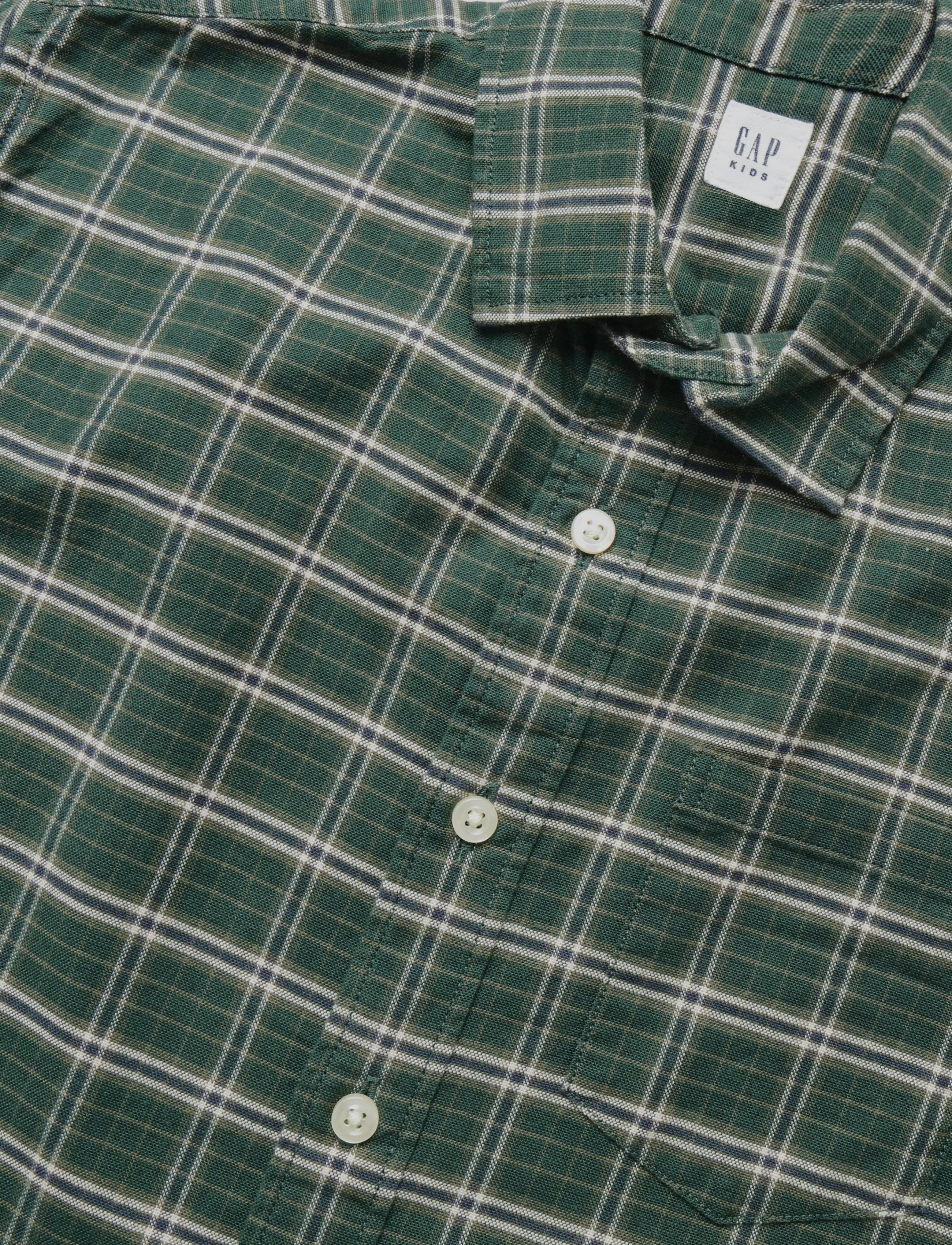 GAP - Relaxed Long-Sleeved Oxford Shirt from the GAP collection - langærmede skjorter - green plaid - 5