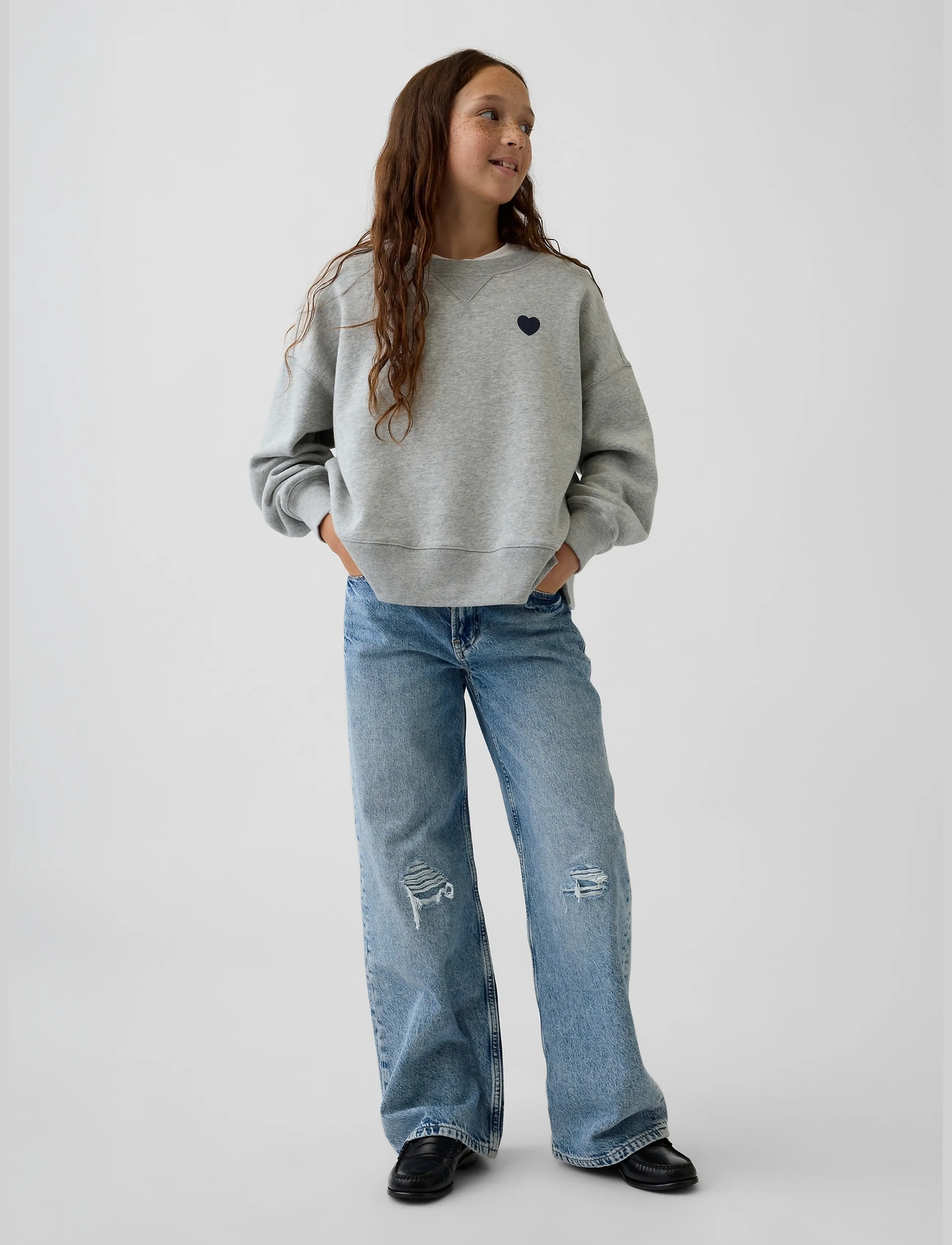 GAP - Kids VintageSoft Oversized Split-Hem Sweatshirt - b08 - 2