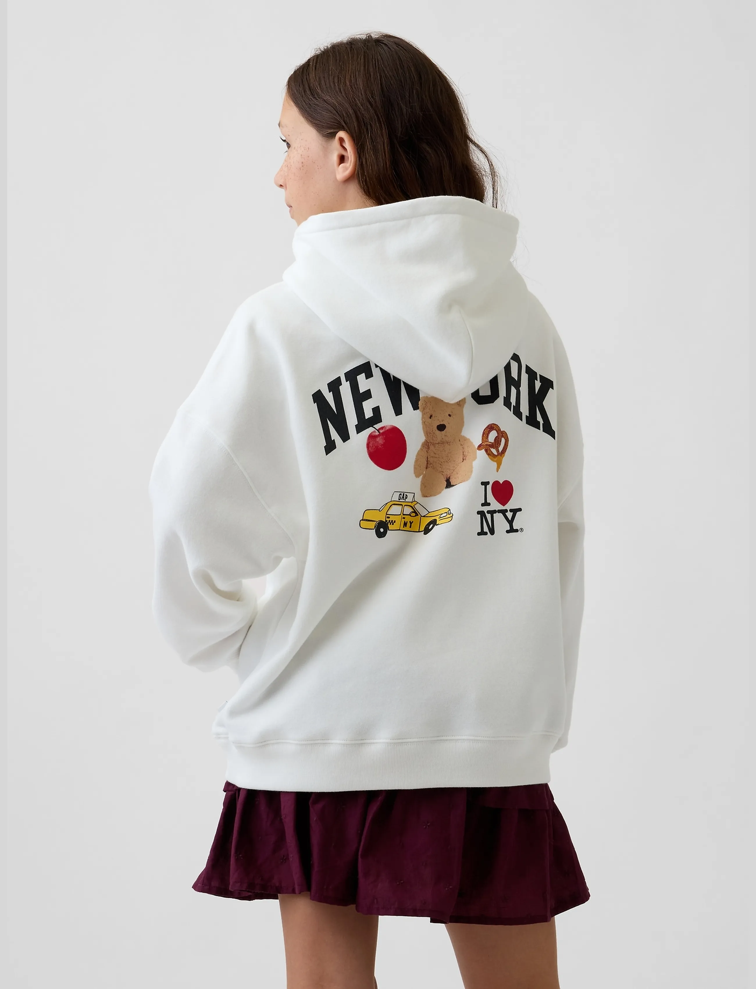 GAP - Kids VintageSoft Oversized I Heart NY Hoodie - new off white - 3