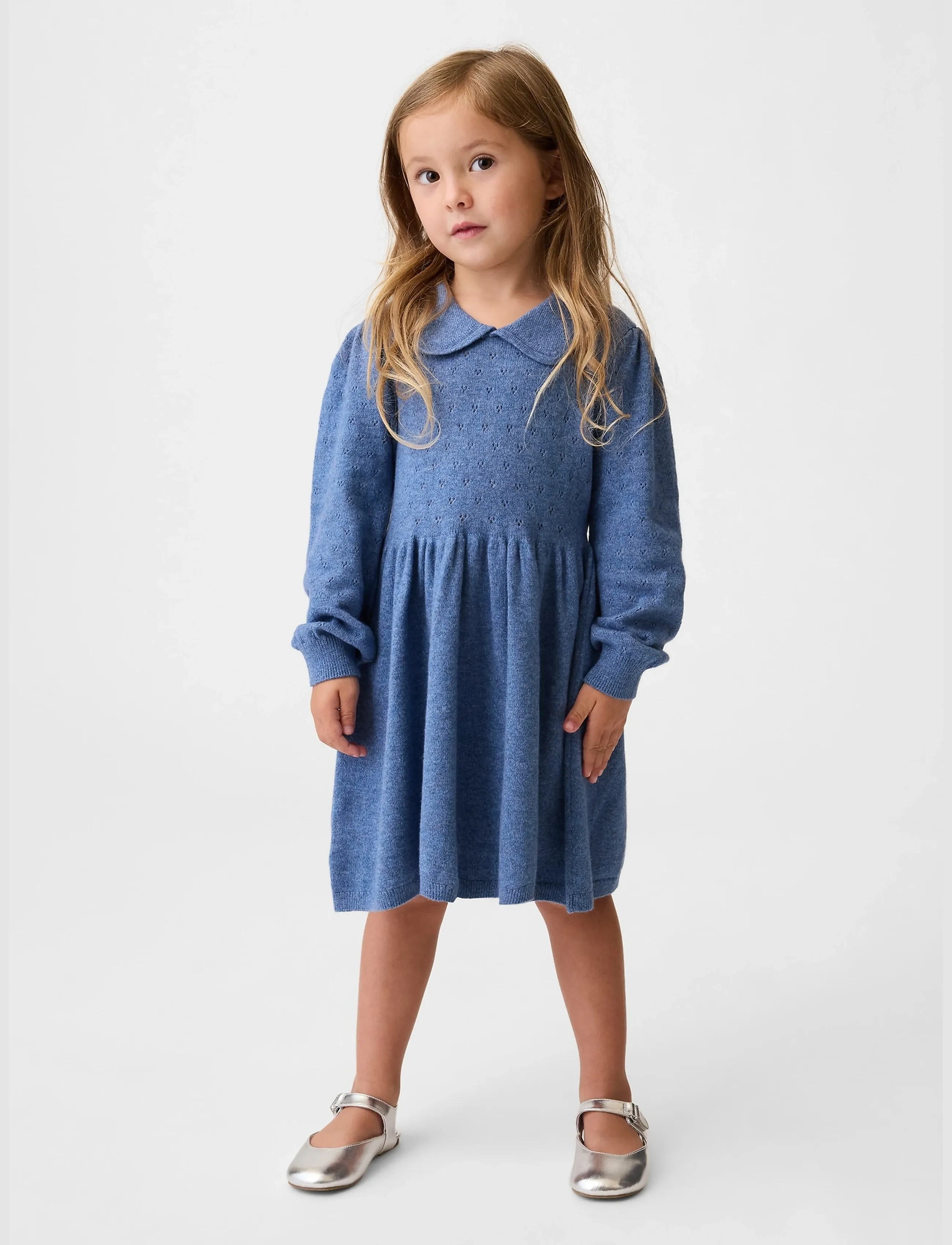 GAP Cashsoft Sweater Dress From The Gap Collection, Kinder, Peter Pan Kragen Strickkleid, Blau, Gr.104