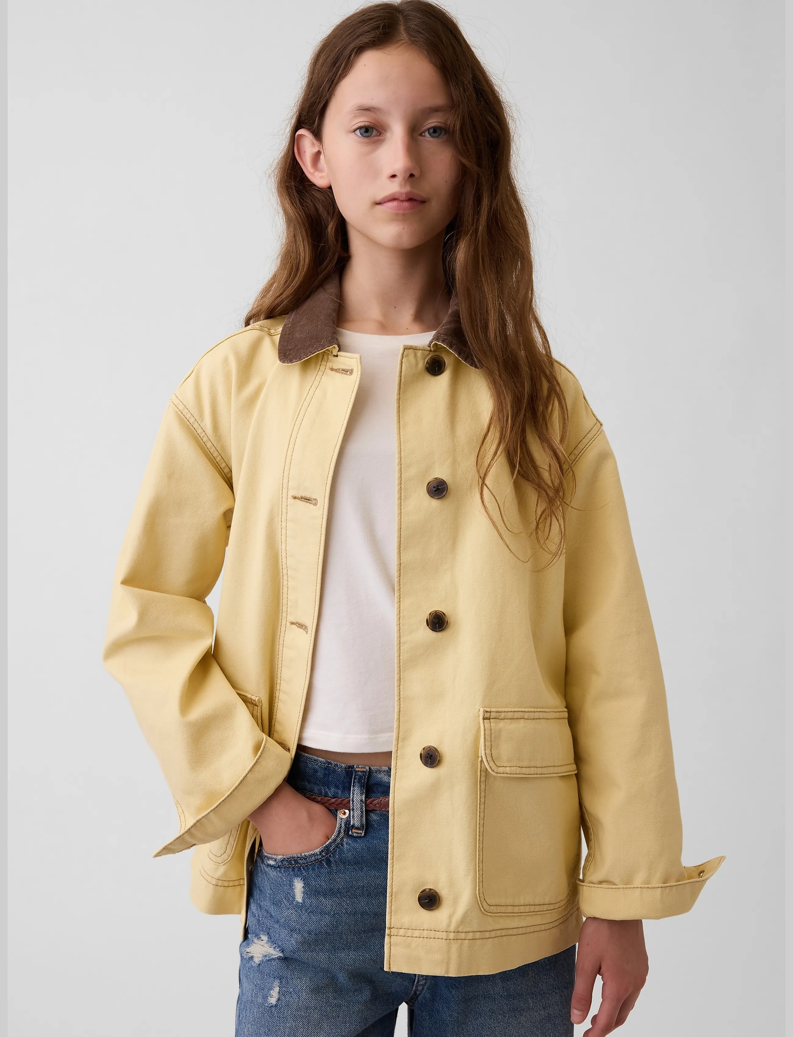 GAP Kids Relaxed Barn Jacket From The Gap Collection, Kinder, Barn Jacke, Gelb, Gr.128/134