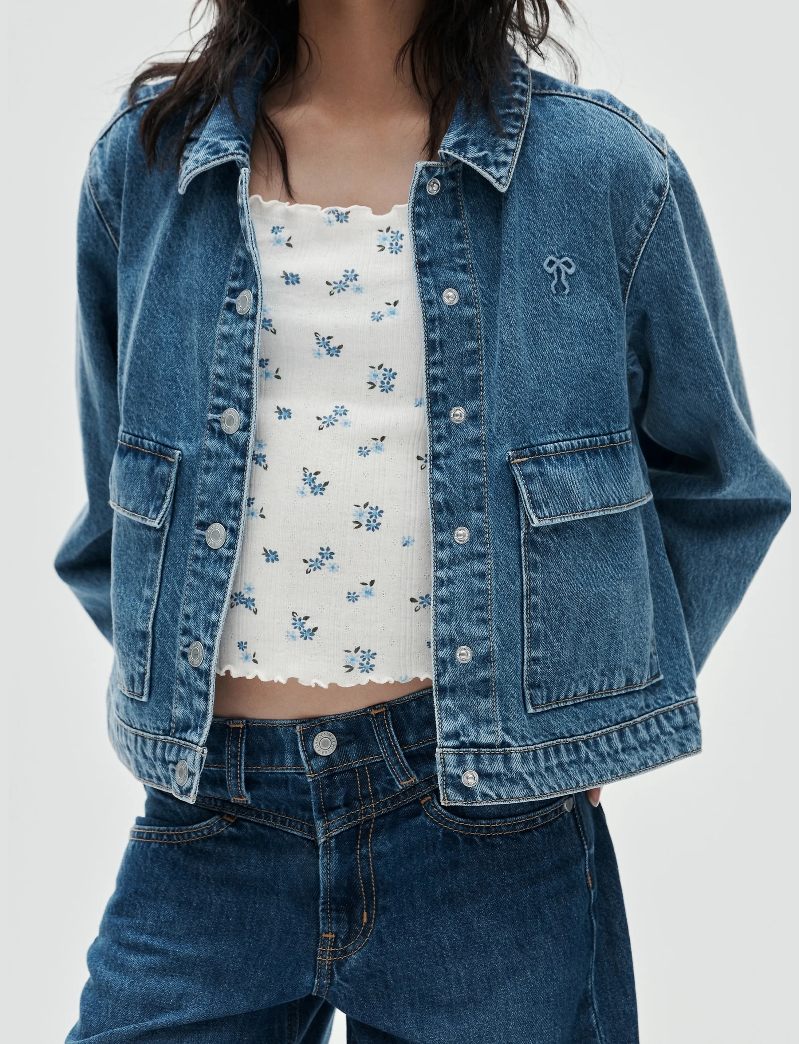 GAP - Kids Denim Patch Pocket Jacket - jeansjacken - medium wash - 4