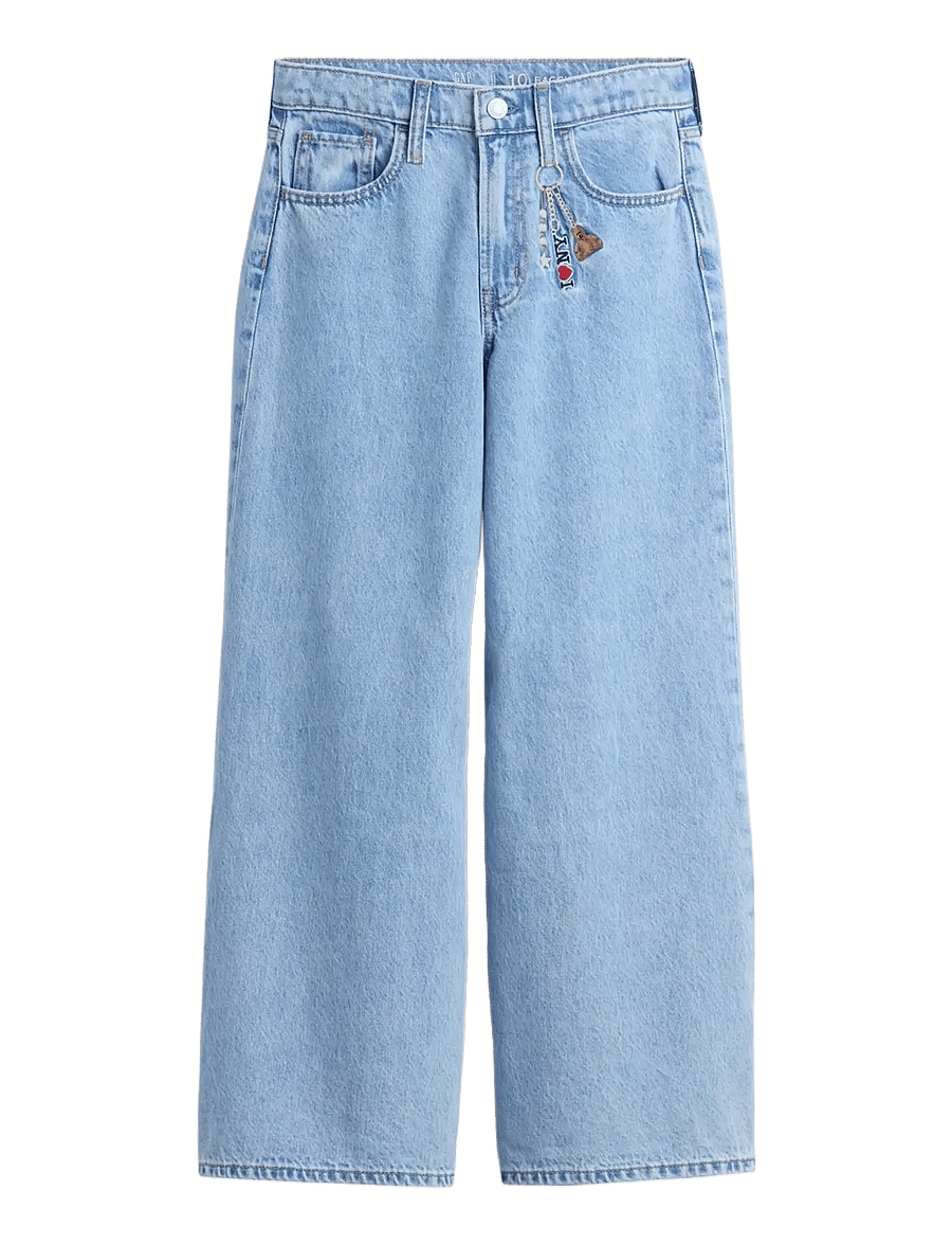 GAP - Kids Low Rise Embroidered I Heart NY Baggy Jeans - loose jeans - light wash - 1