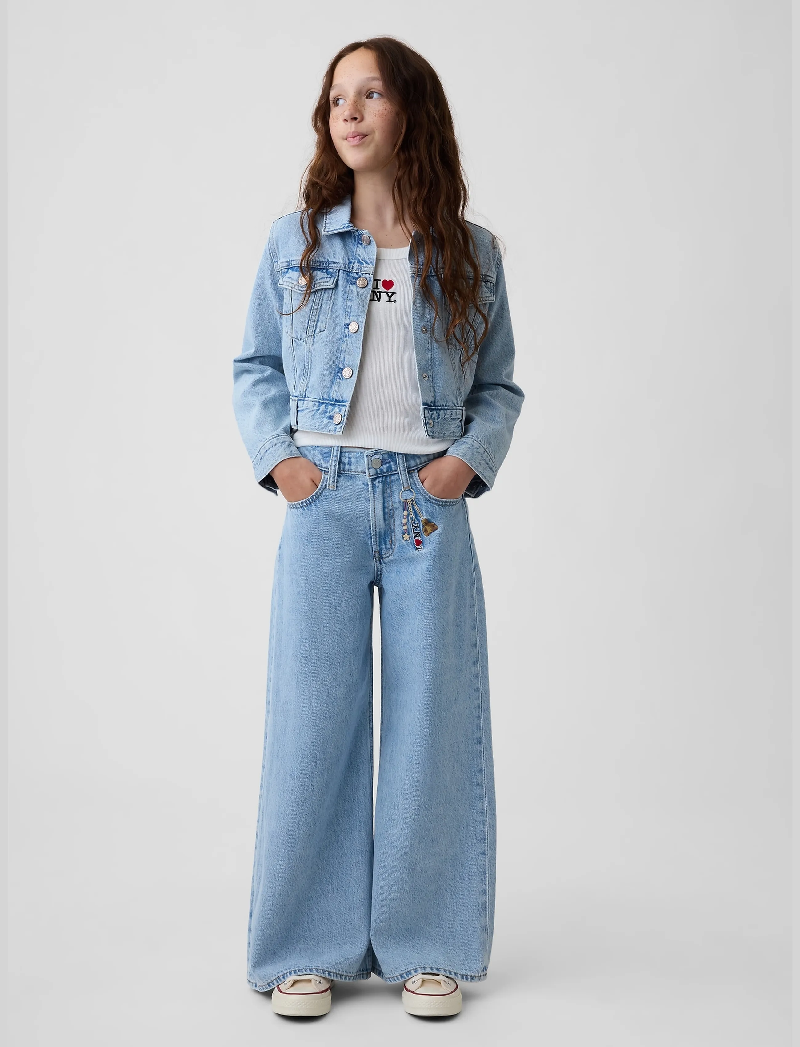 GAP Kids Low Rise Embroidered I Heart NY Baggy Jeans - Jeans - LIGHT WASH / blue