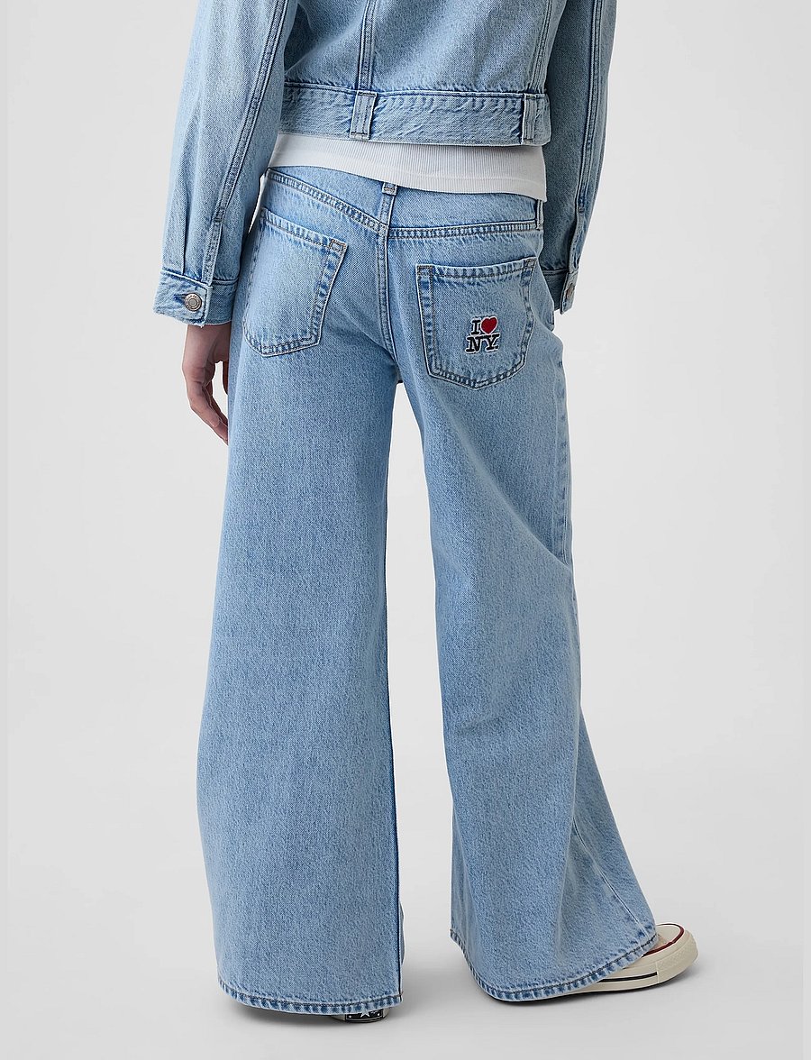 GAP - Kids Low Rise Embroidered I Heart NY Baggy Jeans - loose jeans - light wash - 3