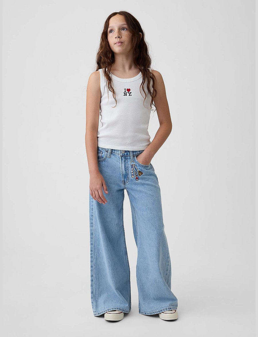 GAP - Kids Low Rise Embroidered I Heart NY Baggy Jeans - loose jeans - light wash - 4