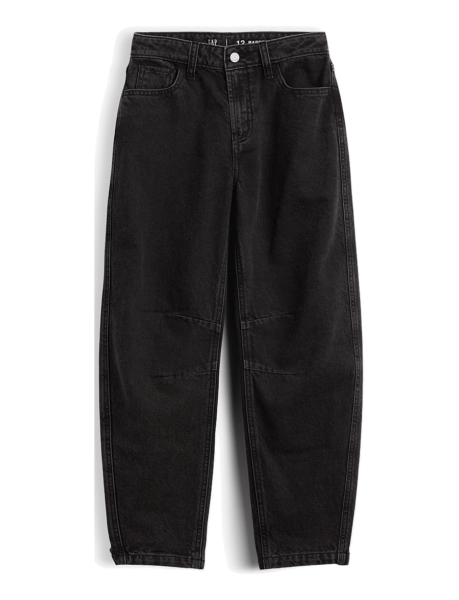 GAP - Kids High Rise Barrel Jeans - black wash - 1