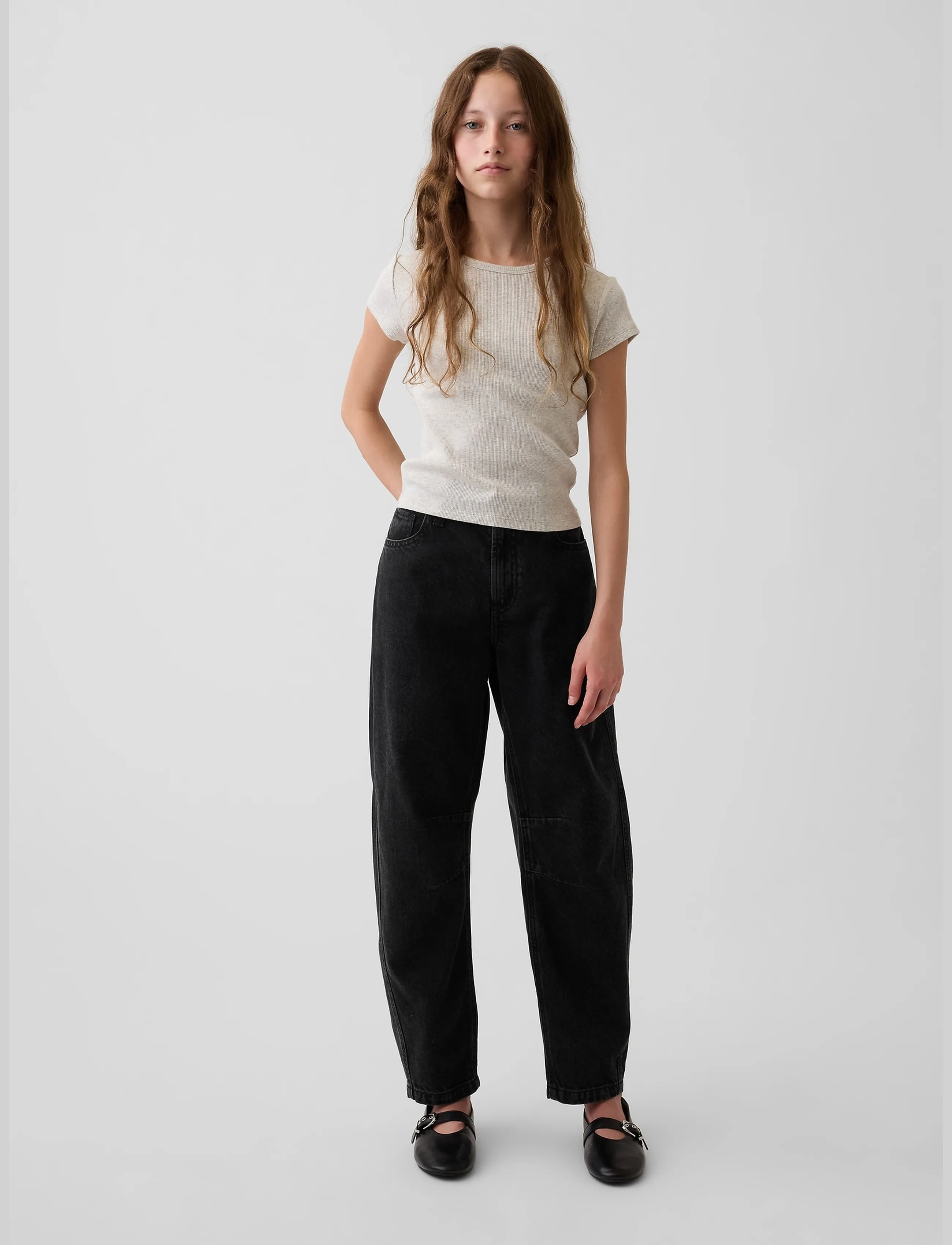 GAP - Kids High Rise Barrel Jeans - black wash - 0