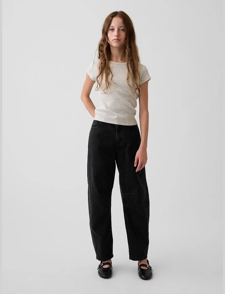 GAP - Kids High Rise Barrel Jeans - black wash - 0