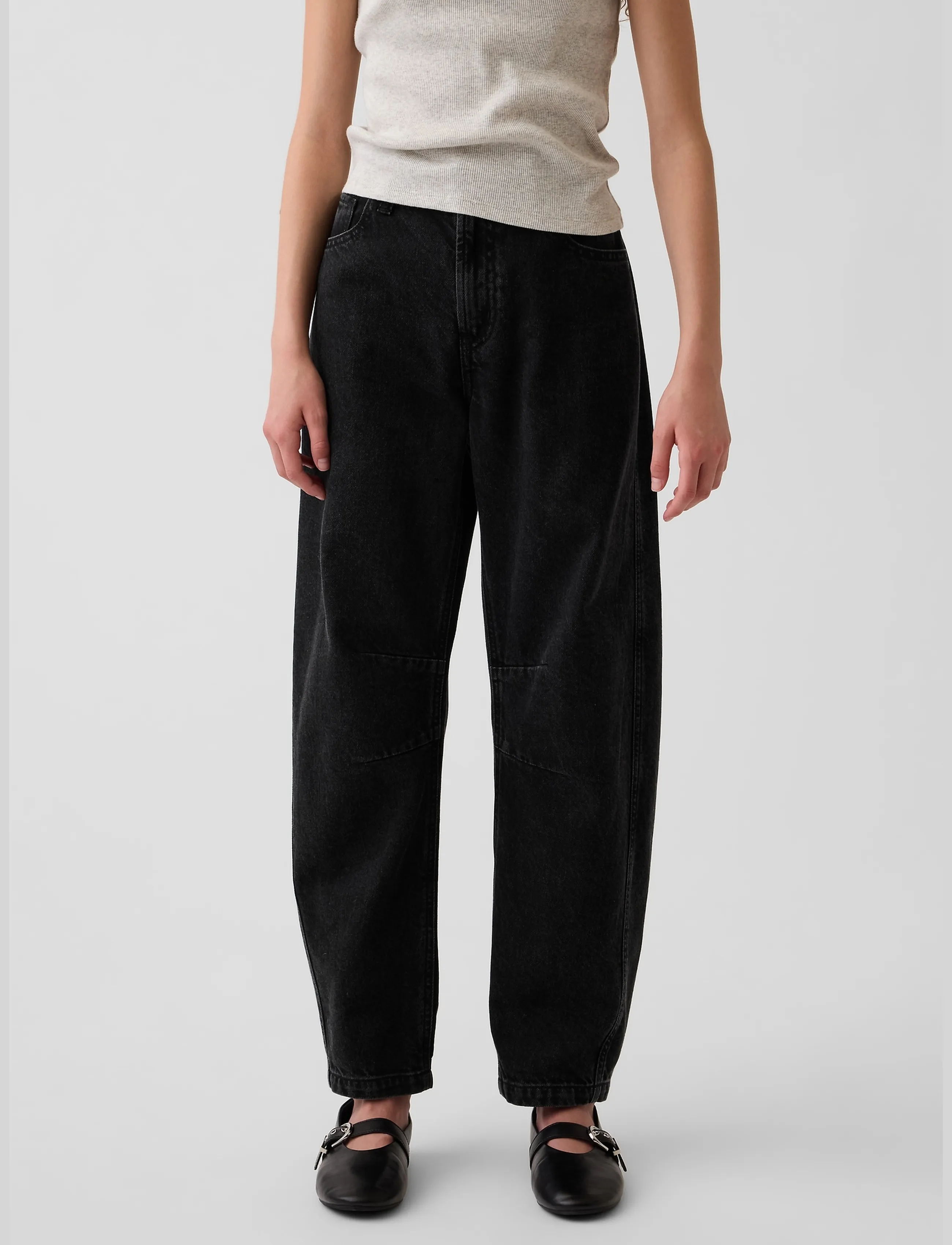 GAP - Kids High Rise Barrel Jeans - black wash - 2