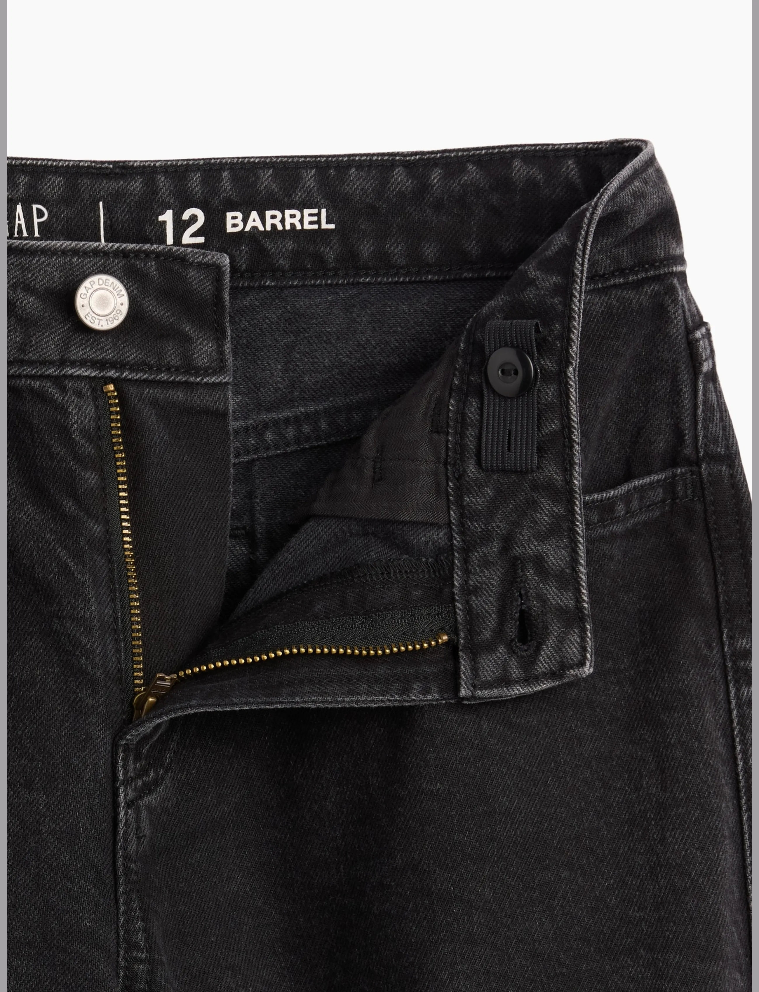 GAP - Kids High Rise Barrel Jeans - black wash - 5