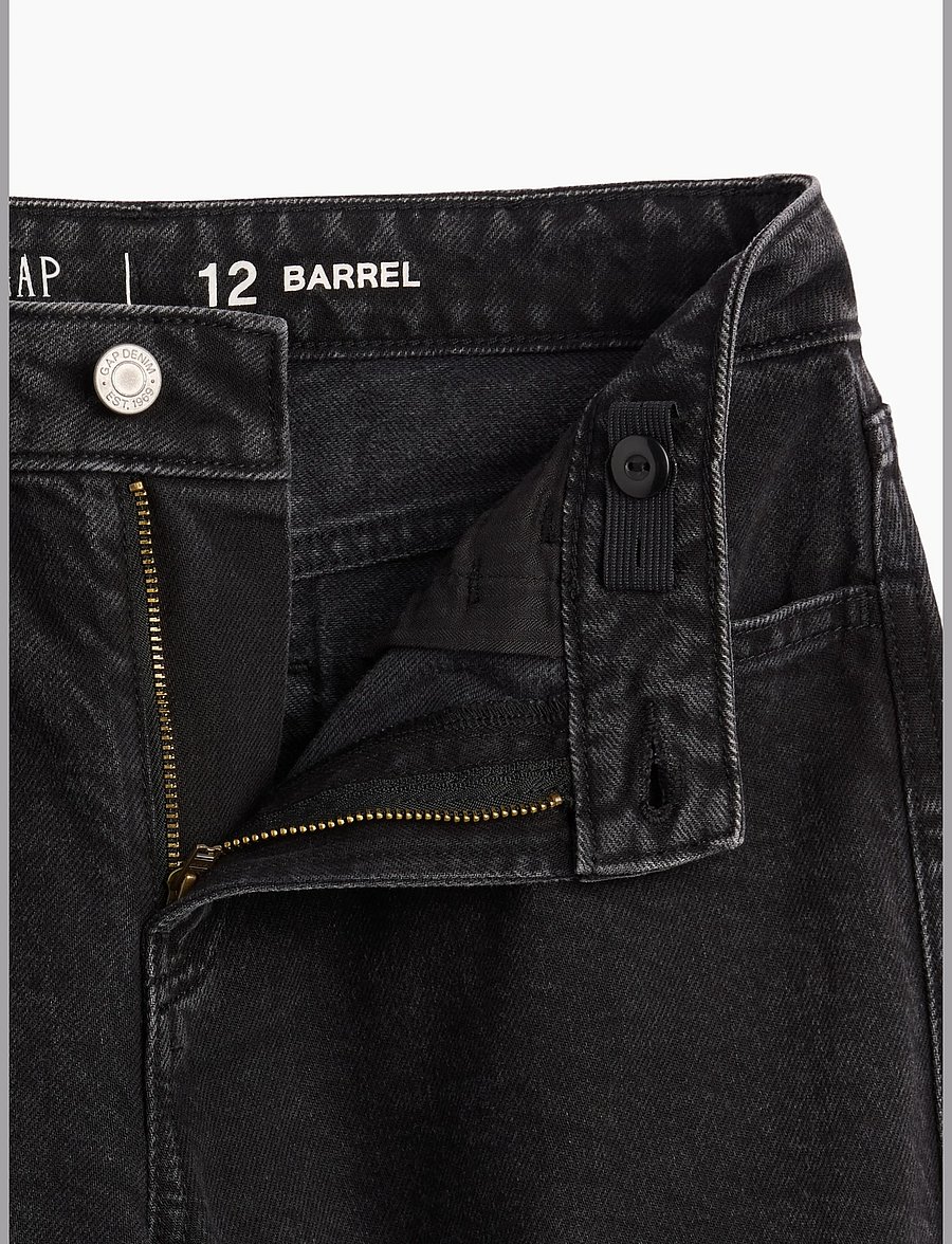 GAP - Kids High Rise Barrel Jeans - black wash - 5