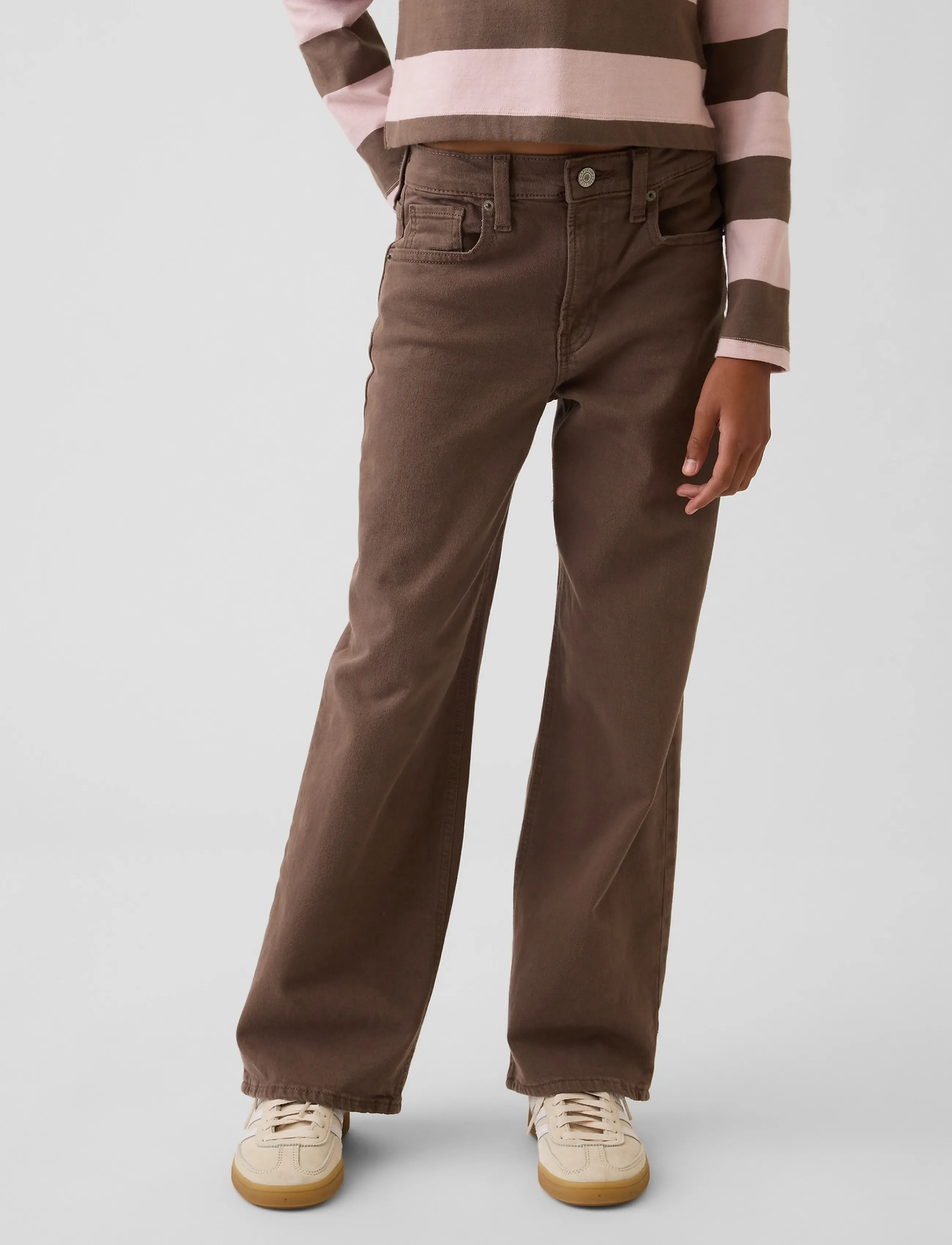 GAP Low Stride Bow Jeans From The Gap Collection, Børn, Brede Ben Jeans, Brun, Str: 152