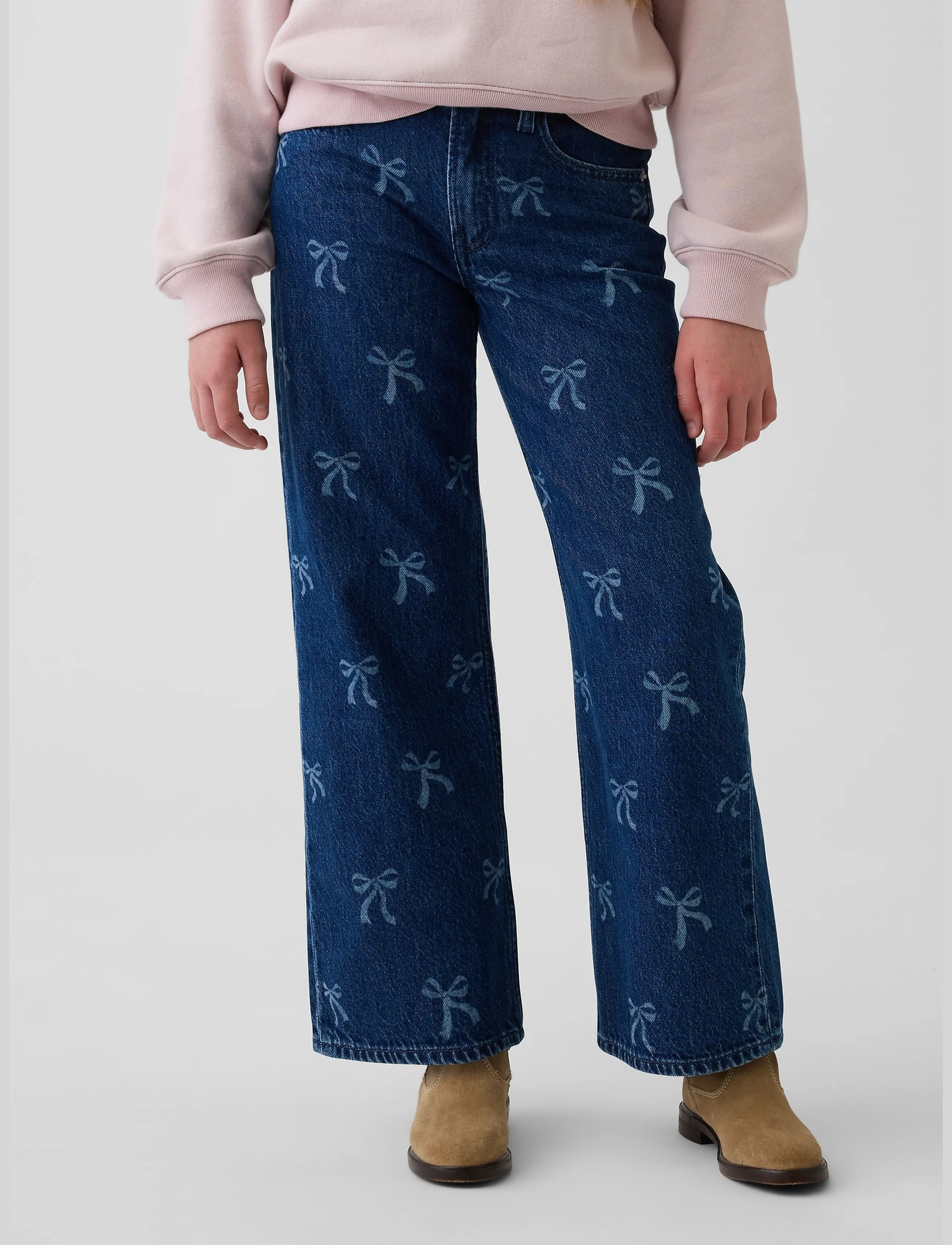 GAP - Kids Low Rise Stride Wide-Leg Jeans - hosen mit weitem bein - bow - 2