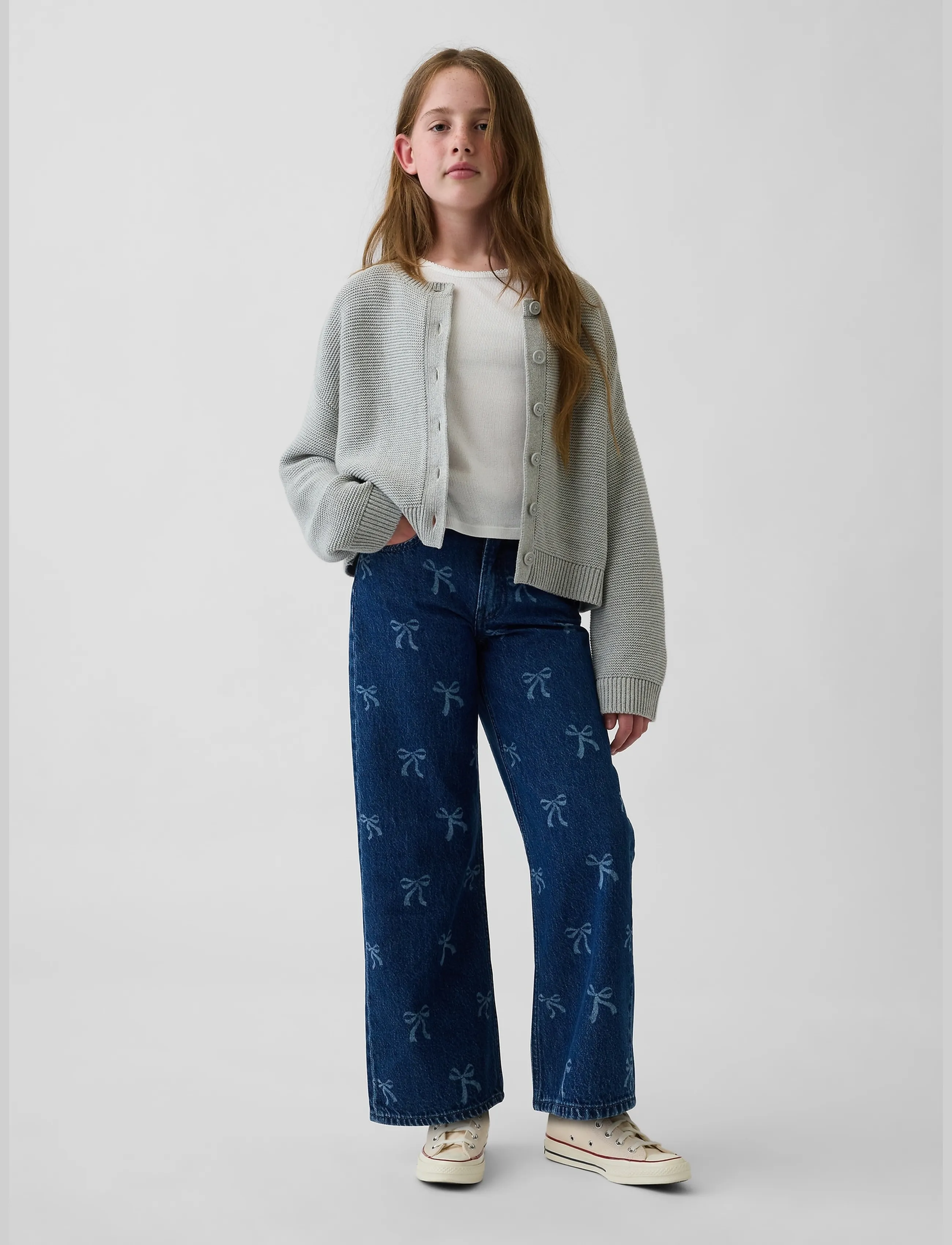 GAP - Kids Low Rise Stride Wide-Leg Jeans - hosen mit weitem bein - bow - 4