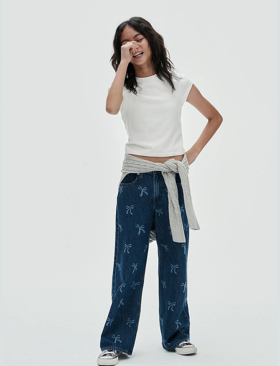 GAP - Kids Low Rise Stride Wide-Leg Jeans - hosen mit weitem bein - bow - 5
