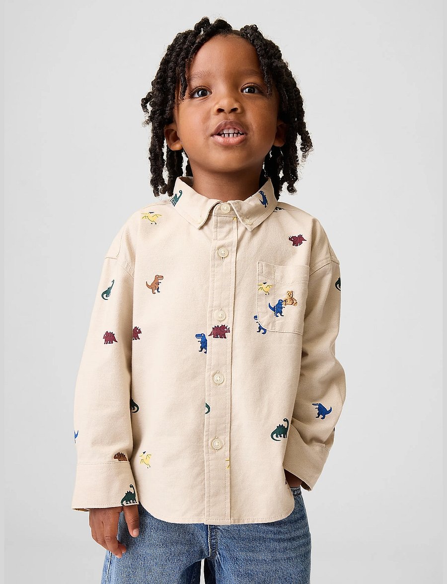 GAP - Baby & Toddler Print Oxford Big Shirt - langärmlige hemden - ao dino - 0