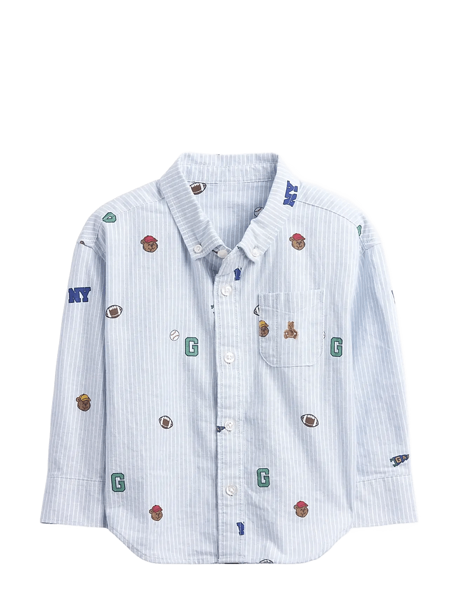 GAP - Baby & Toddler Print Oxford Big Shirt - langärmlige hemden - blue suede stripe - 1