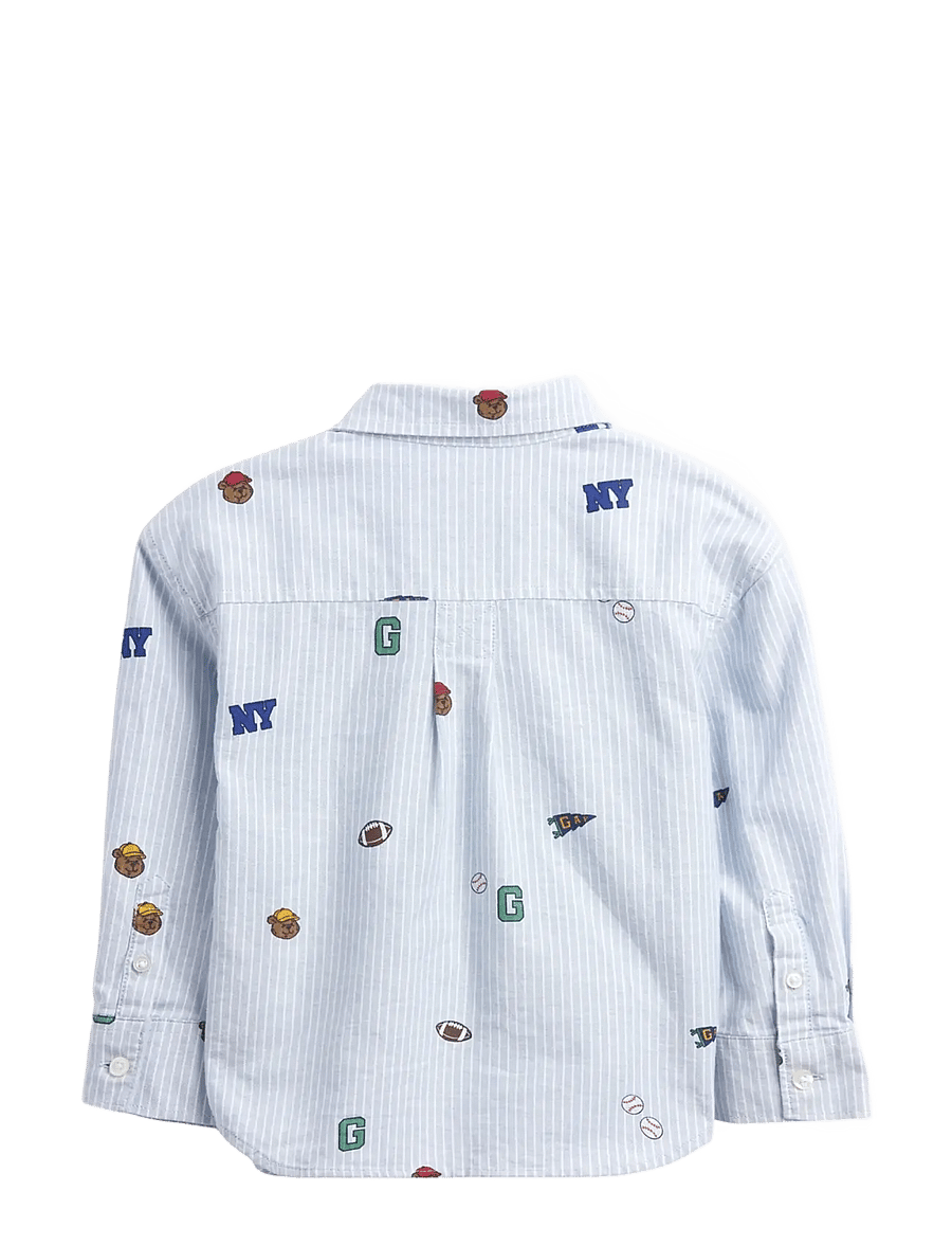 GAP - Baby & Toddler Print Oxford Big Shirt - langärmlige hemden - blue suede stripe - 2