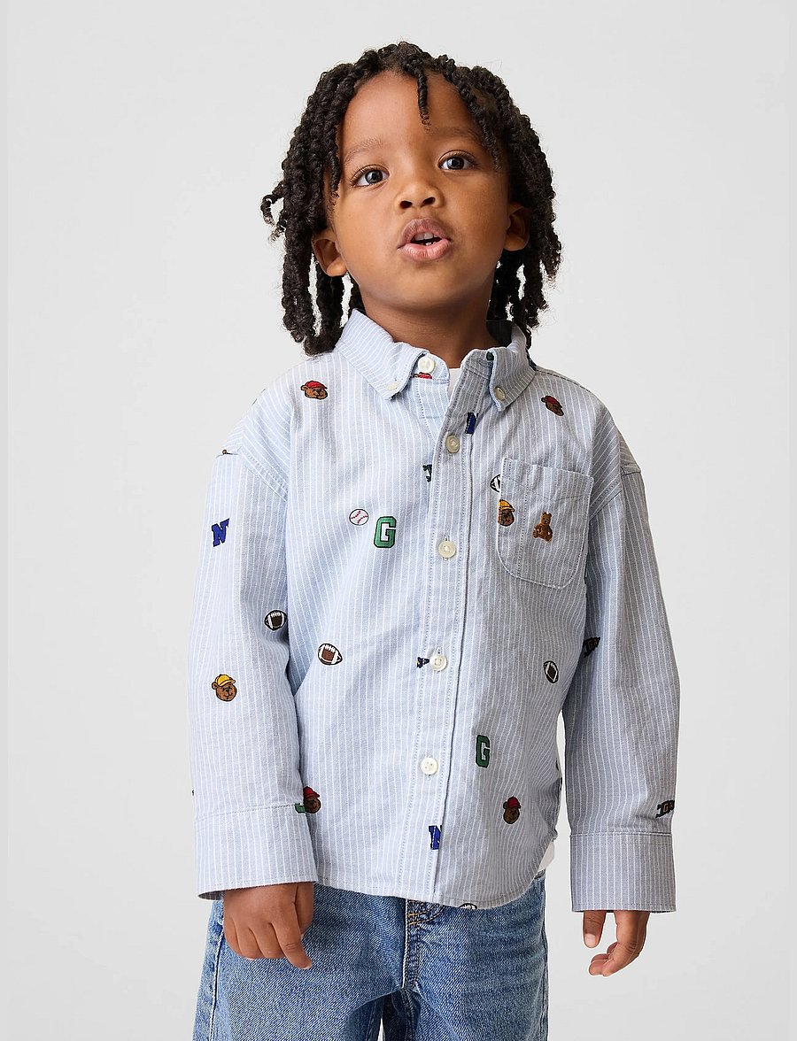 GAP - Baby & Toddler Print Oxford Big Shirt - langärmlige hemden - blue suede stripe - 0