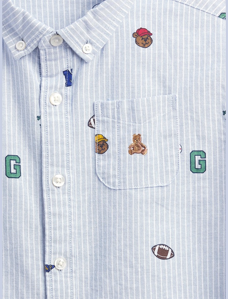 GAP - Baby & Toddler Print Oxford Big Shirt - langärmlige hemden - blue suede stripe - 3