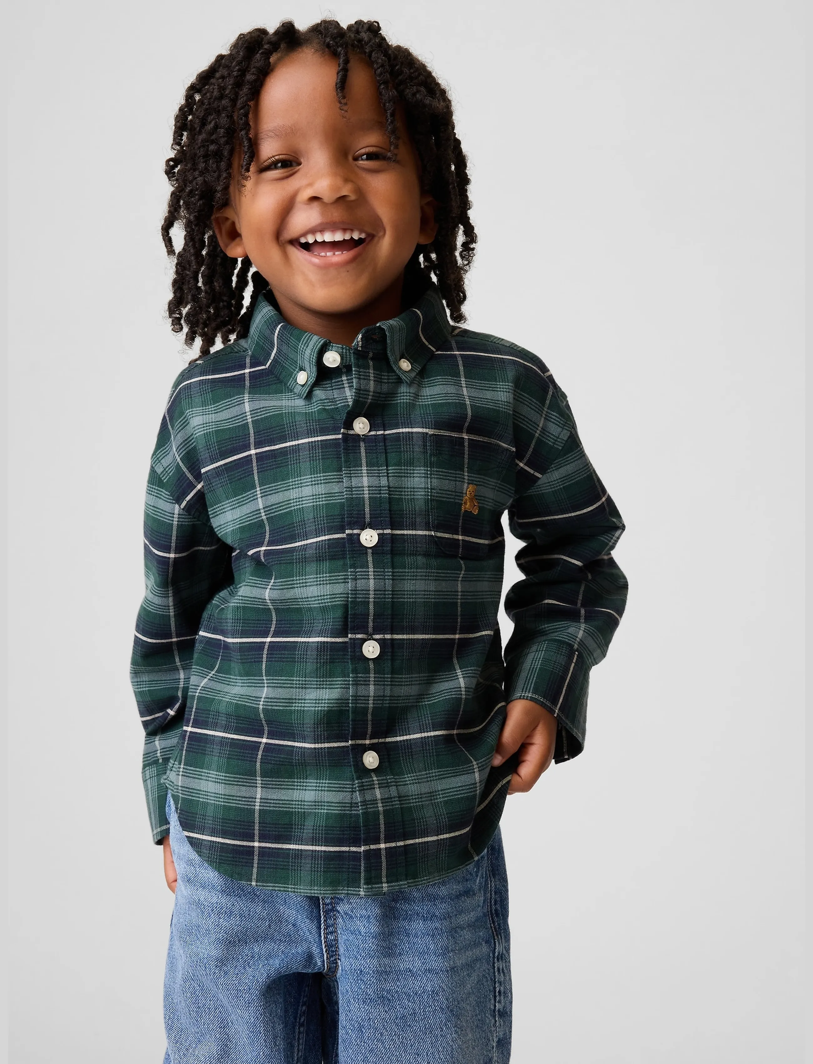 GAP Baby & Toddler Print Oxford Big Shirt - Särgid - DISTRICT GREEN / green