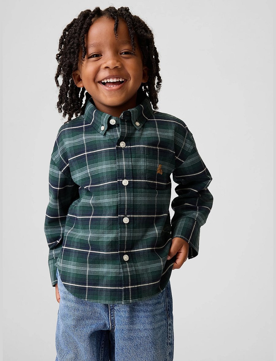 GAP - Baby & Toddler Print Oxford Big Shirt - pikkade varrukatega särgid - district green - 0