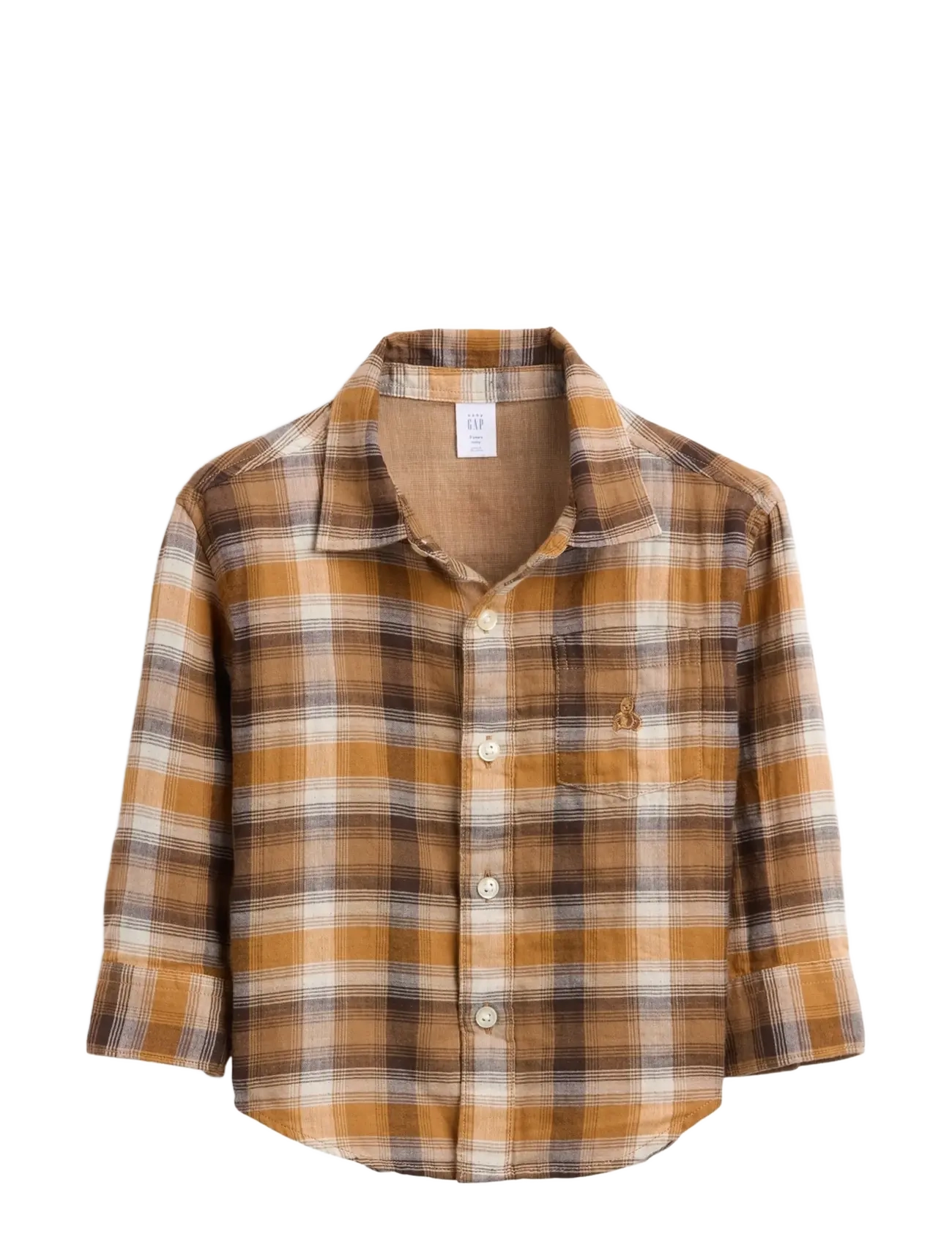 GAP - Double Weave Woven Top from the GAP collection - pikkade varrukatega särgid - kola nut - 1