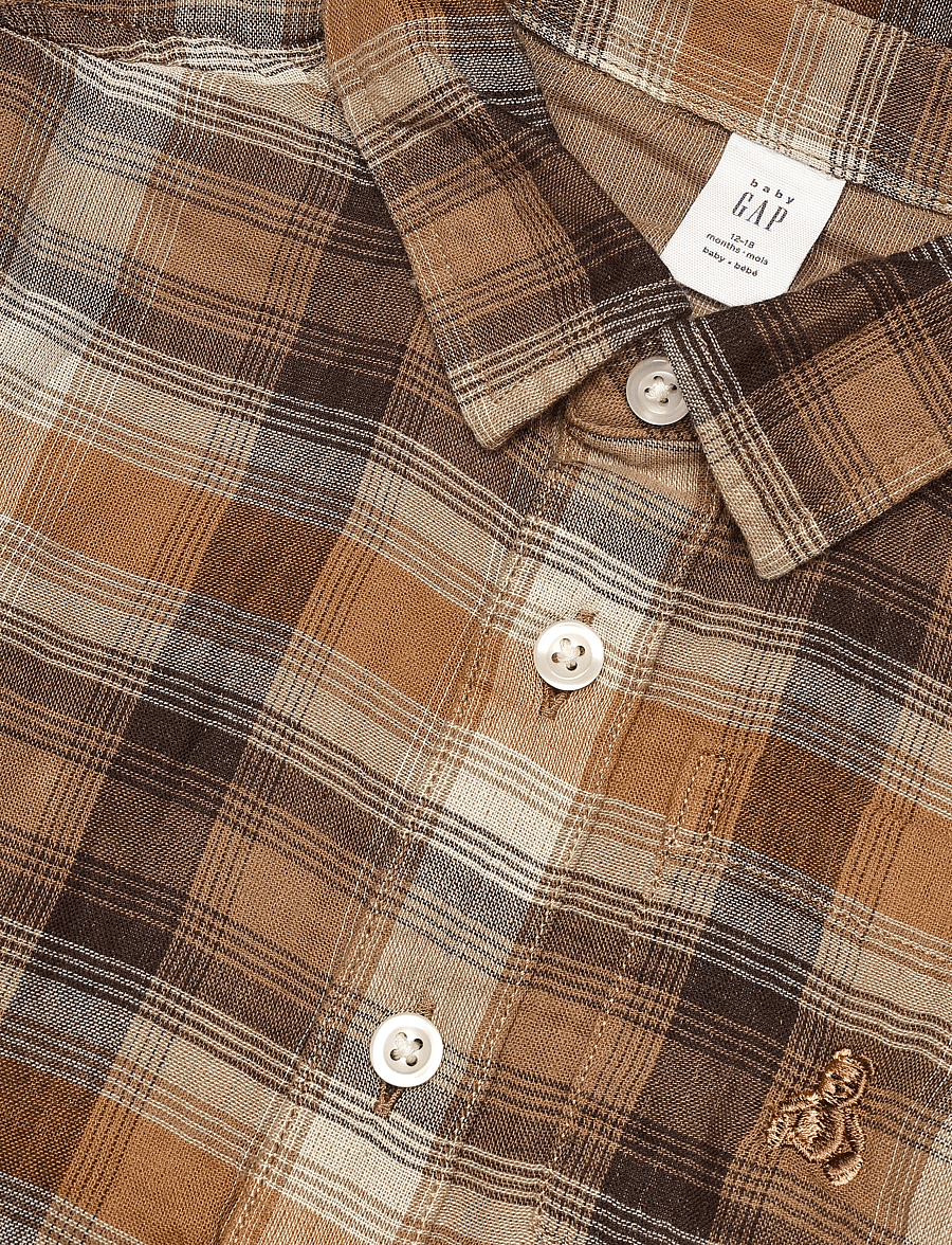 GAP - Double Weave Woven Top from the GAP collection - långärmade skjortor - kola nut - 3