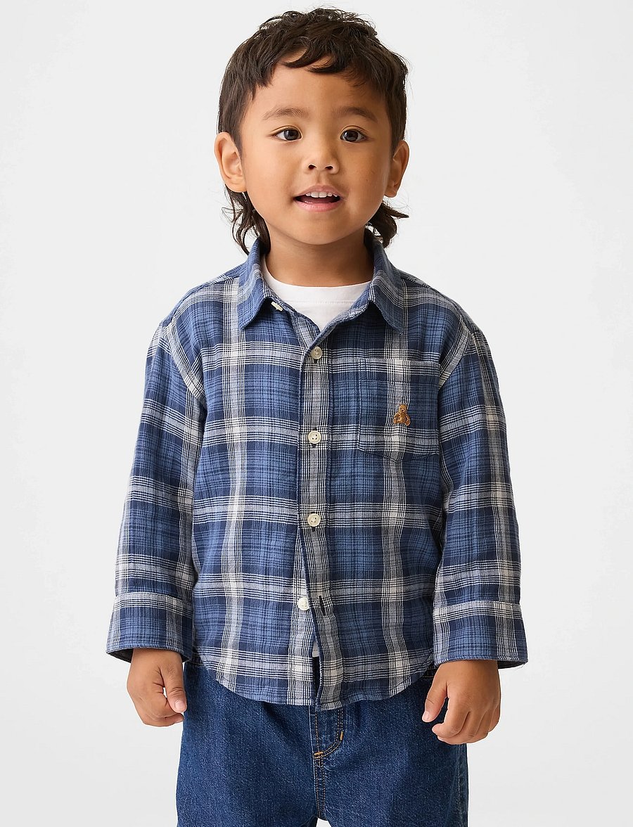 GAP - Double Weave Woven Top from the GAP collection - pikkade varrukatega särgid - vintage navy - 0