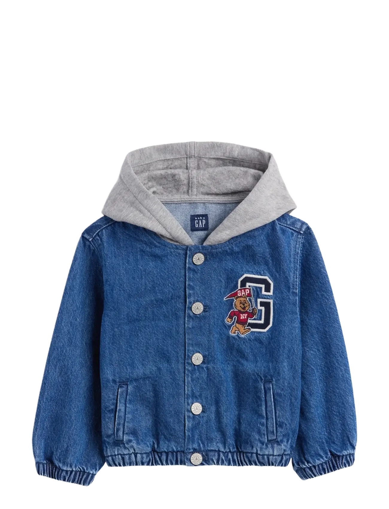 GAP Baby & Toddler Denim Varsity Bomber Jacket - Outerwear - MEDIUM WASH / blue