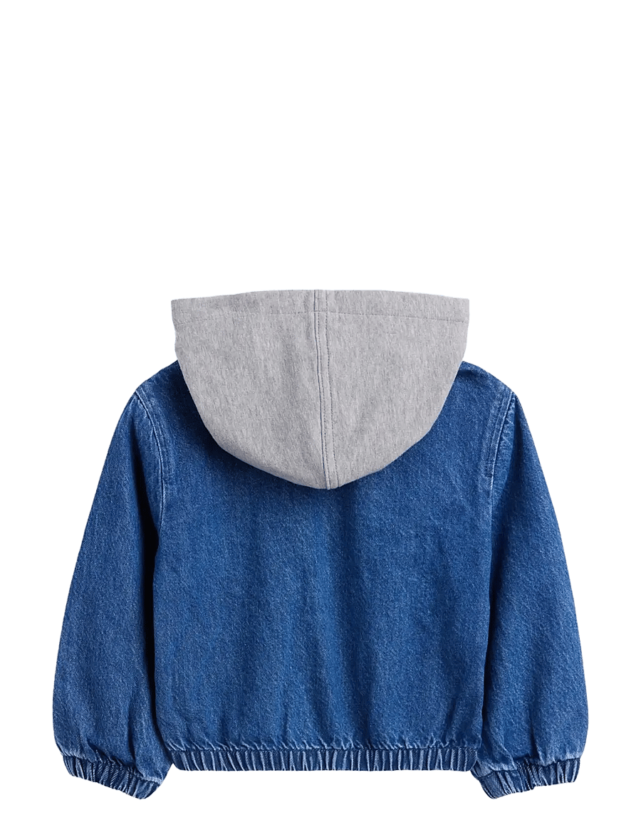 GAP - Baby & Toddler Denim Varsity Bomber Jacket - medium wash - 2