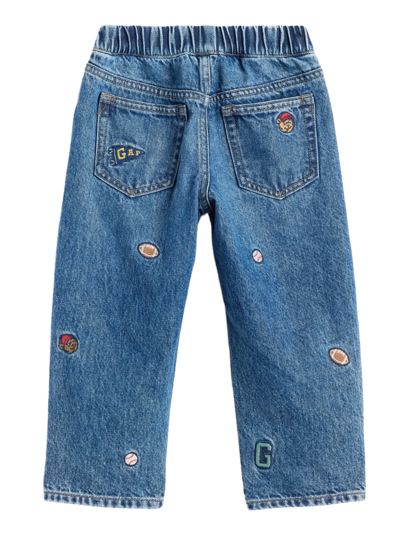 GAP - Baby & Toddler Embroidered Pull-On Baggy Jeans - loose jeans - embroidery medium wash - 2