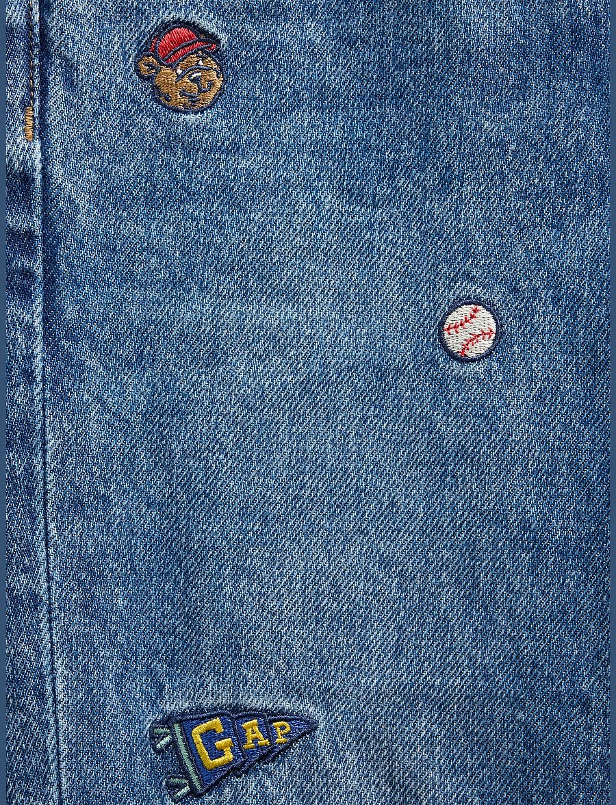 GAP - Baby & Toddler Embroidered Pull-On Baggy Jeans - loose jeans - embroidery medium wash - 3
