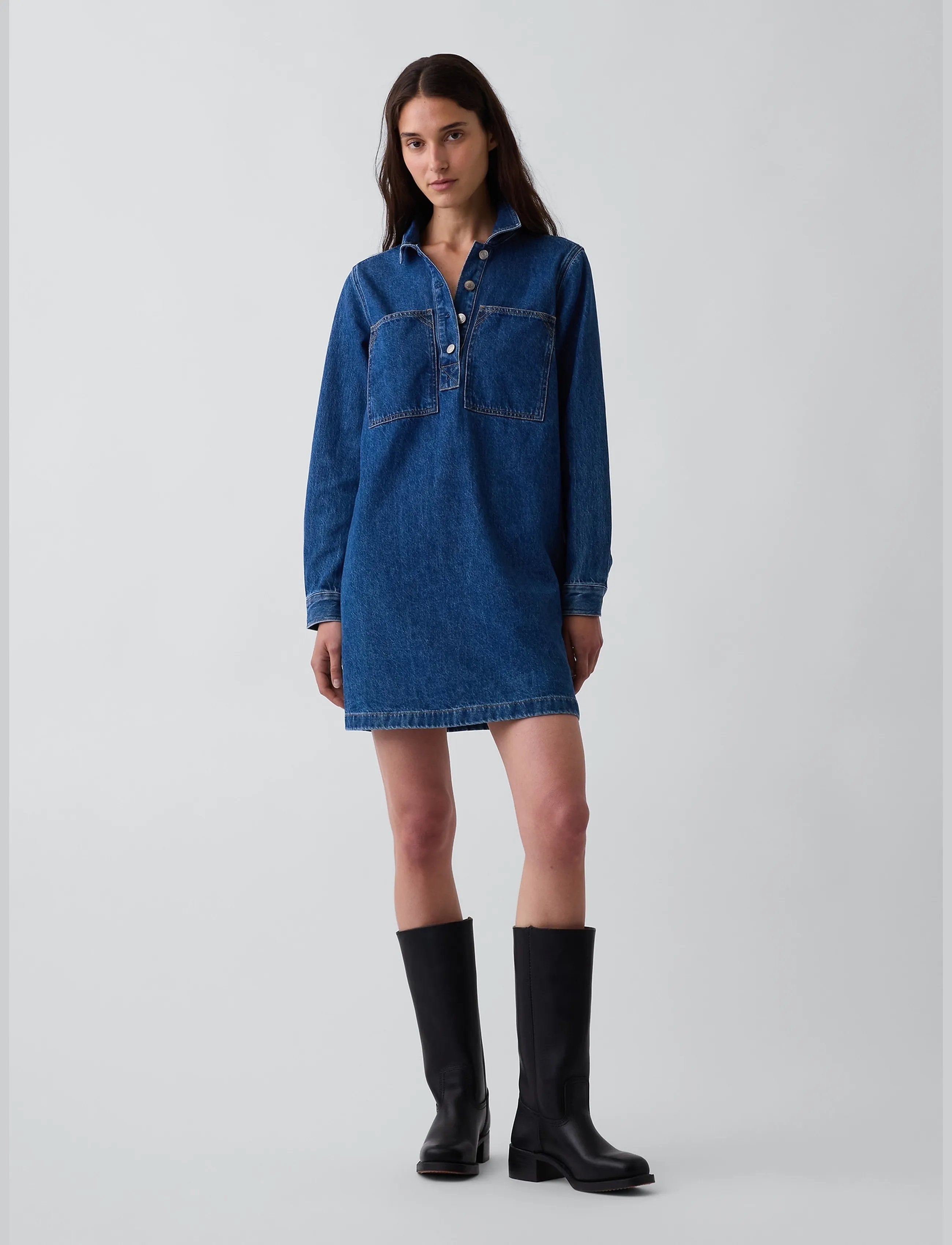 GAP Denim Shift Mini Dress from the GAP collection - Kläder - MEDIUM WASH / blue