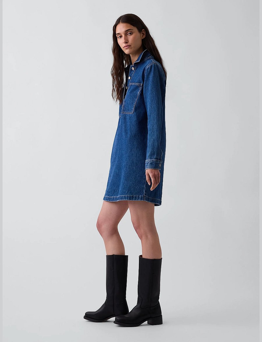 GAP - Denim Shift Mini Dress from the GAP collection - jeansklänningar - medium wash - 3
