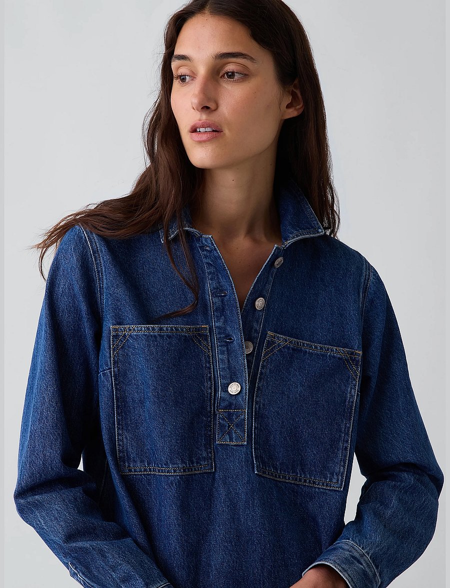 GAP - Denim Shift Mini Dress from the GAP collection - jeansklänningar - medium wash - 4
