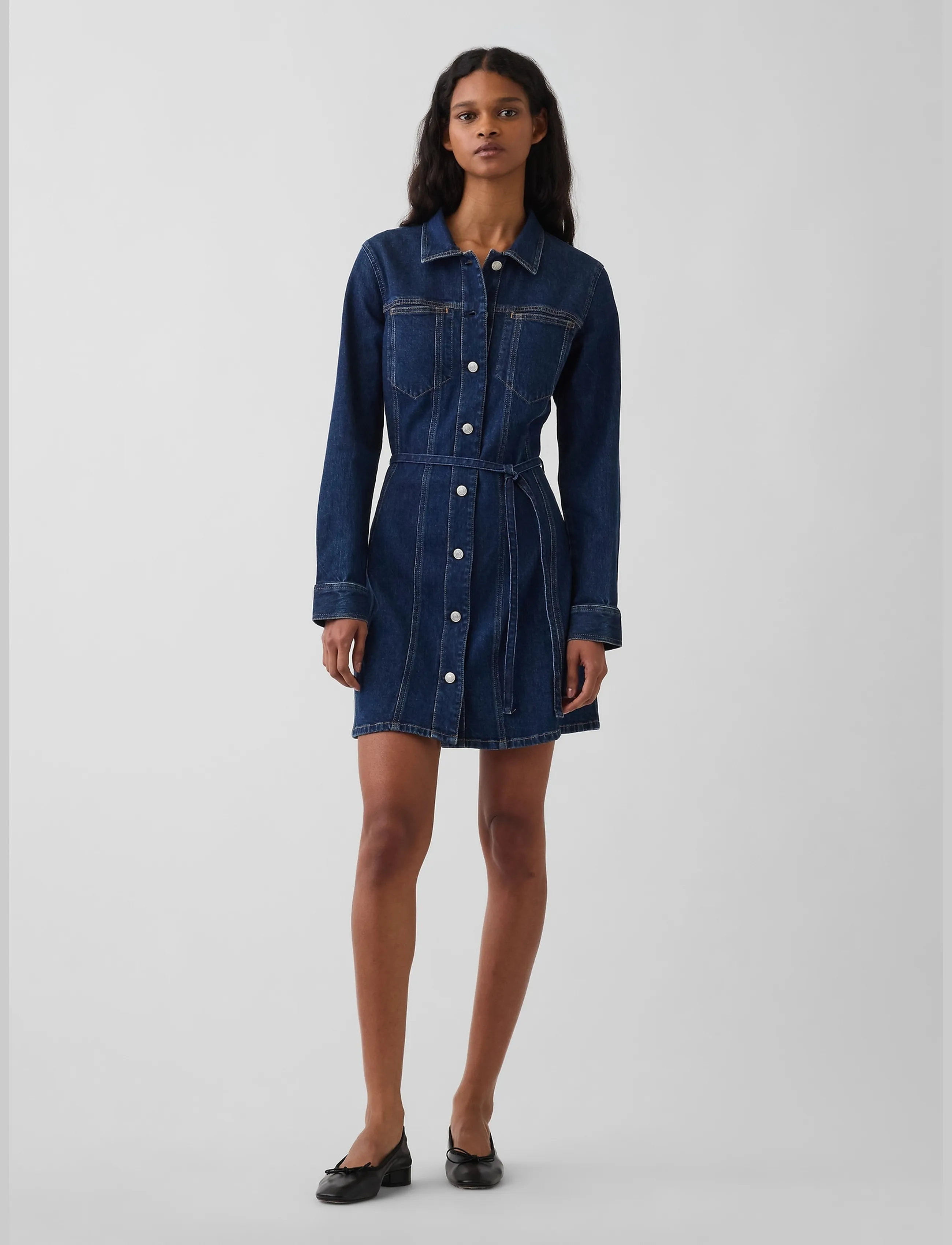 GAP Denim Belted Mini Dress from the GAP collection - GAP - DARK WASH / navy