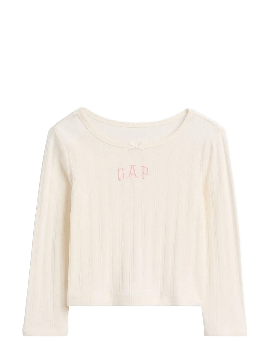 GAP - Baby & Toddler Arch Logo Pointelle T-Shirt - pikkade varrukatega t-särgid - ivory frost - 0