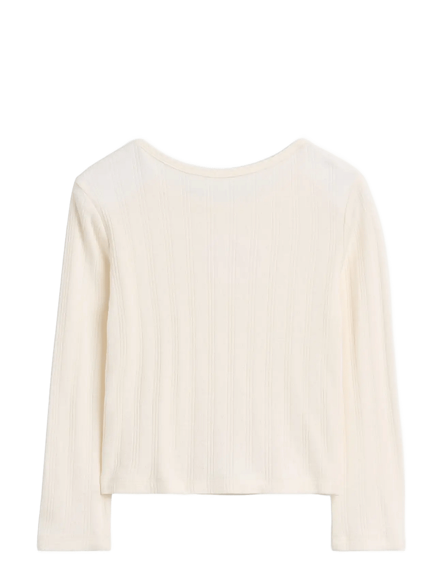 GAP - Baby & Toddler Arch Logo Pointelle T-Shirt - pikkade varrukatega t-särgid - ivory frost - 1