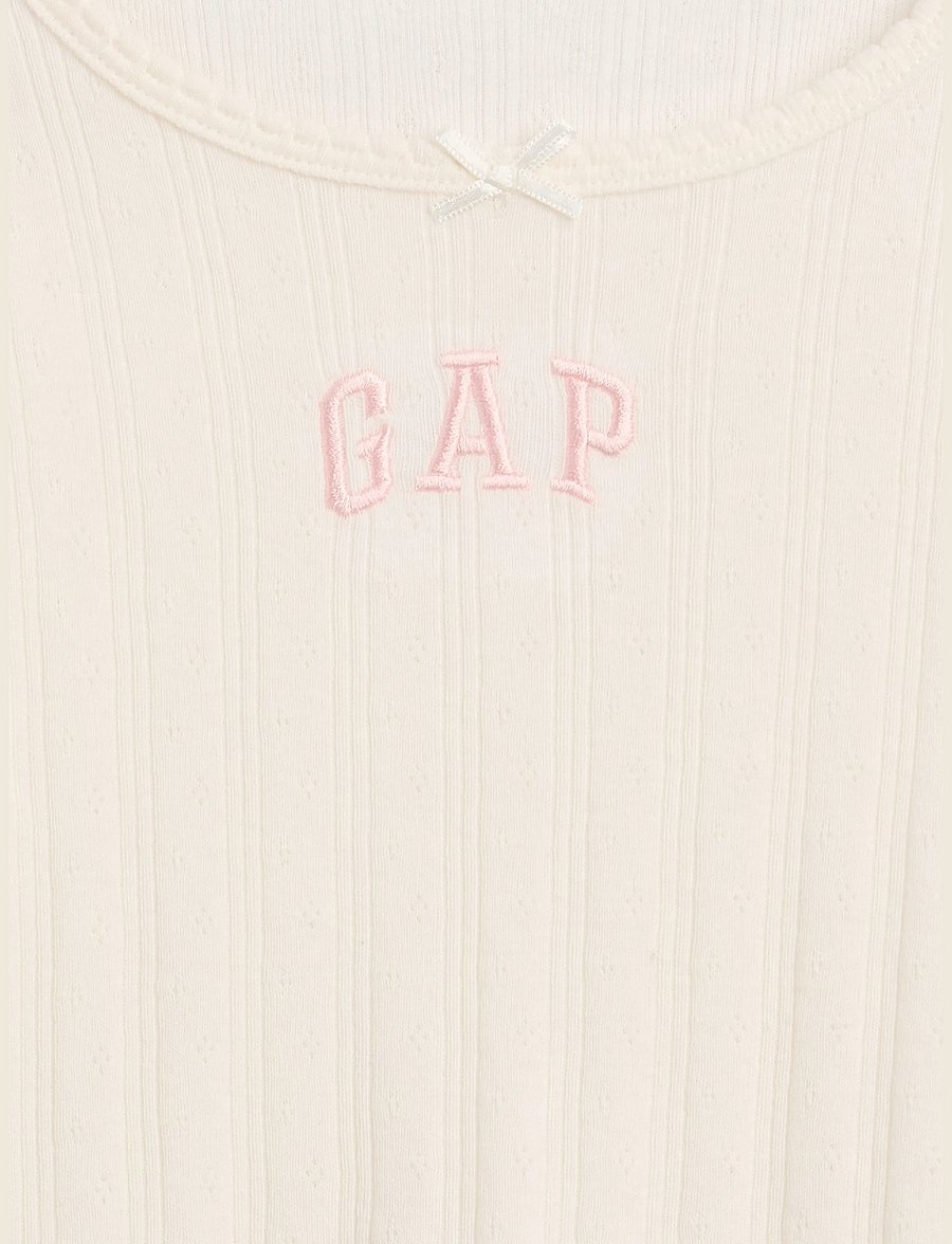 GAP - Baby & Toddler Arch Logo Pointelle T-Shirt - pikkade varrukatega t-särgid - ivory frost - 2