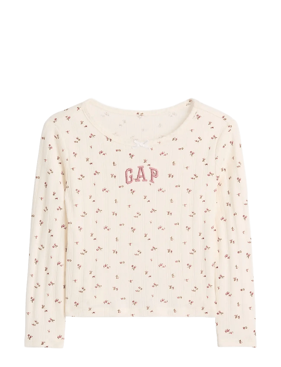 GAP - Baby & Toddler Arch Logo Pointelle T-Shirt - pikkade varrukatega t-särgid - ivory frost floral - 0