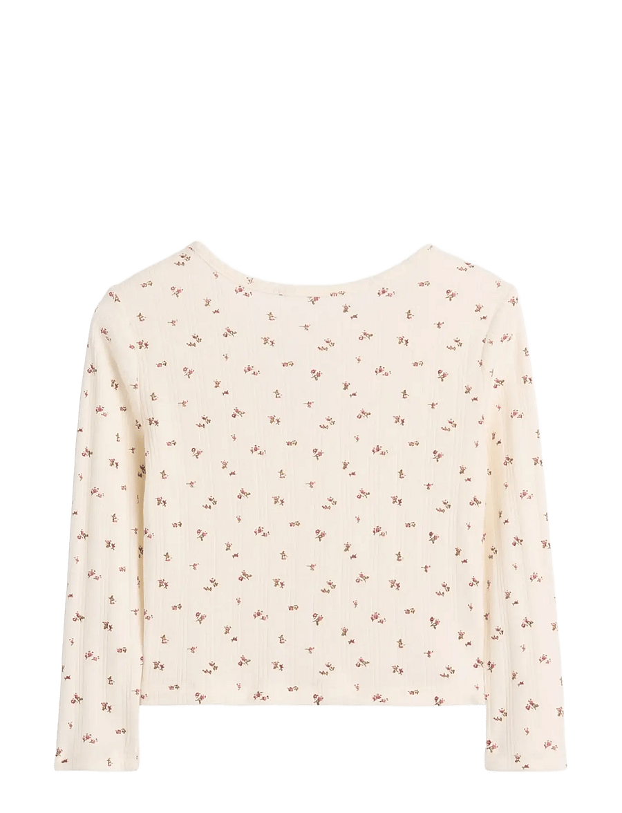 GAP - Baby & Toddler Arch Logo Pointelle T-Shirt - pikkade varrukatega t-särgid - ivory frost floral - 1