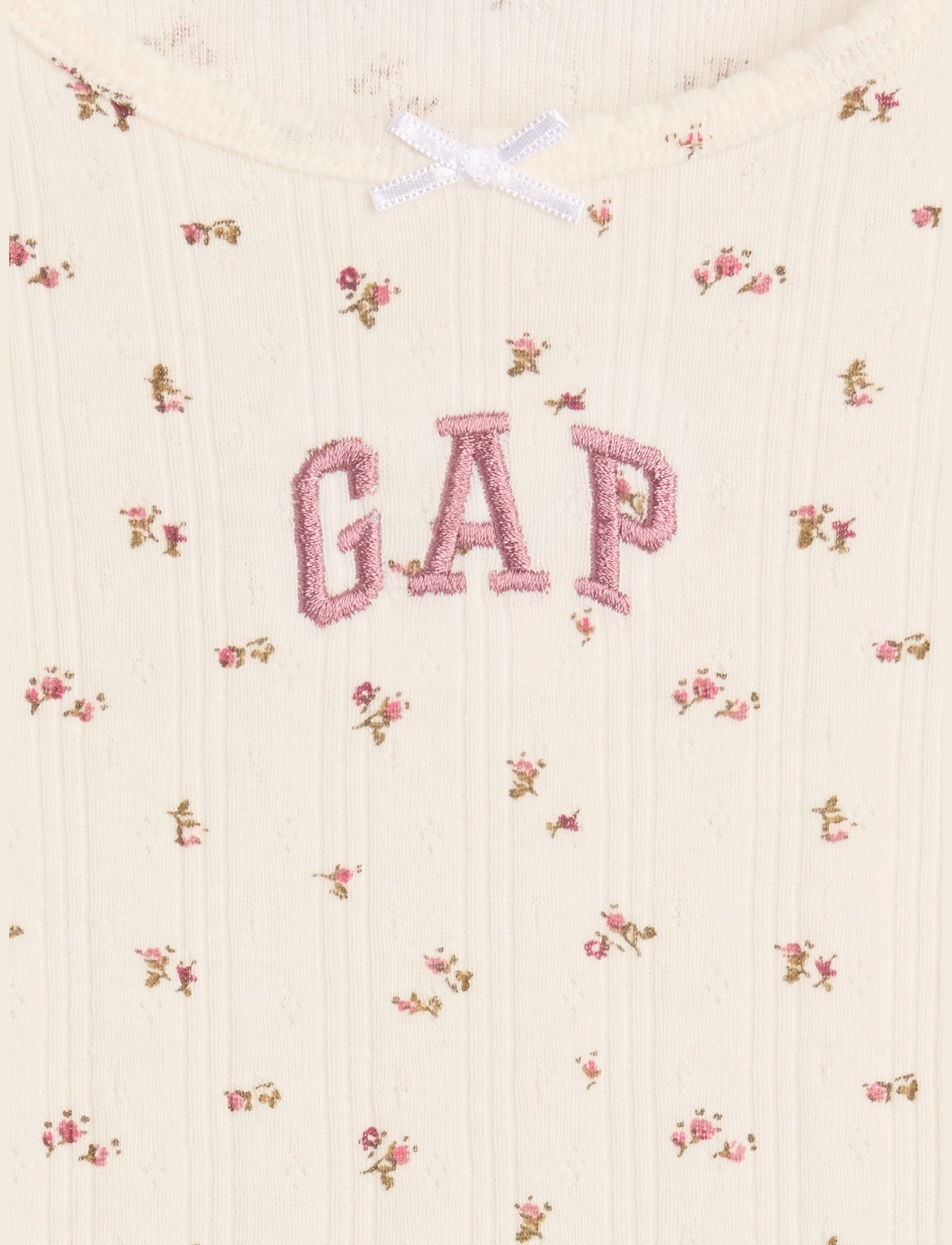 GAP - Baby & Toddler Arch Logo Pointelle T-Shirt - pikkade varrukatega t-särgid - ivory frost floral - 2