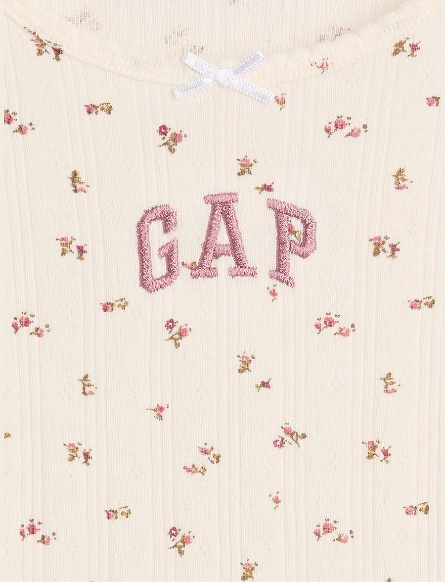GAP - Baby & Toddler Arch Logo Pointelle T-Shirt - pikkade varrukatega t-särgid - ivory frost floral - 2